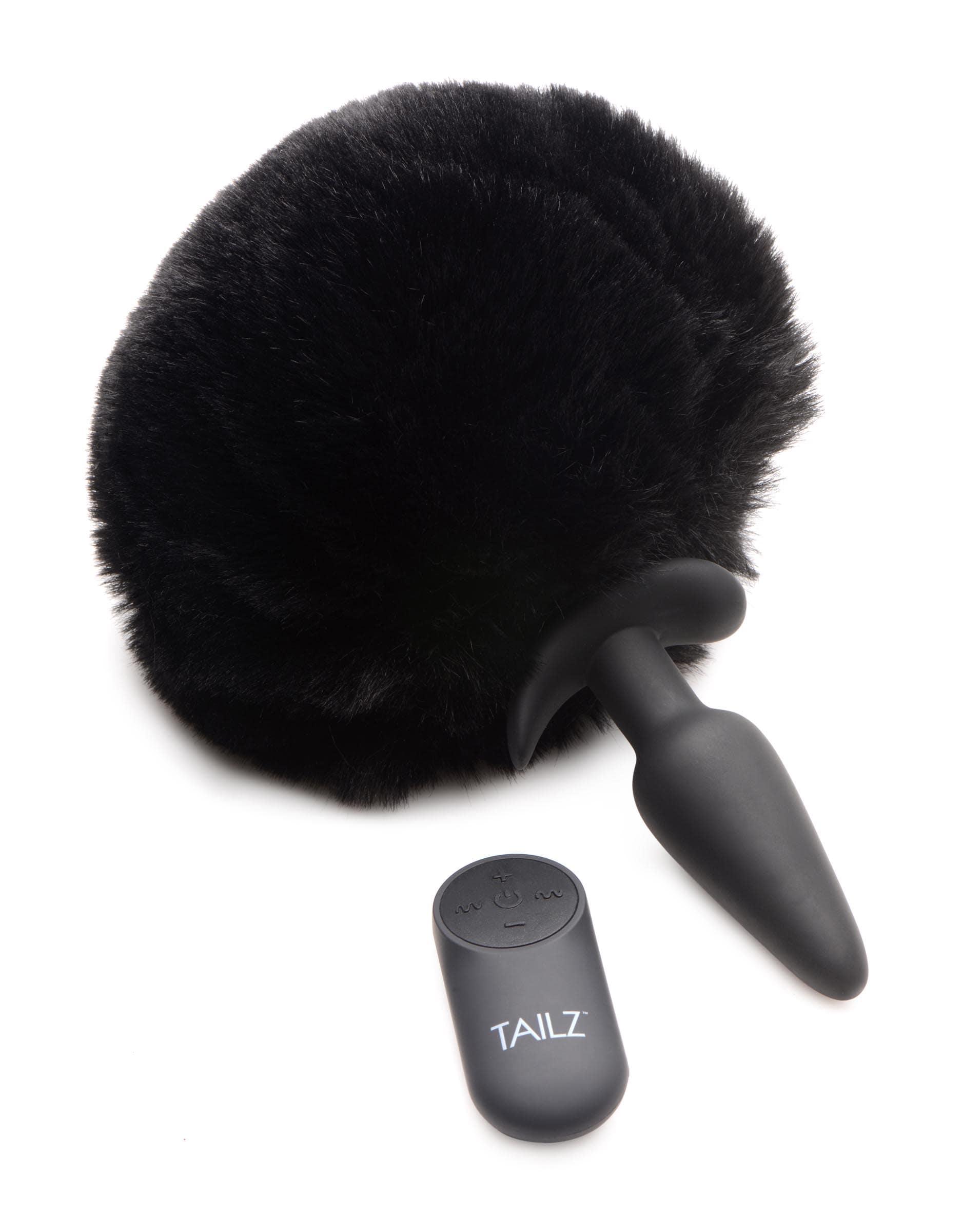 Small Vibrating Anal Plug with Interchangeable Bunny Tail - Black - Image 4
