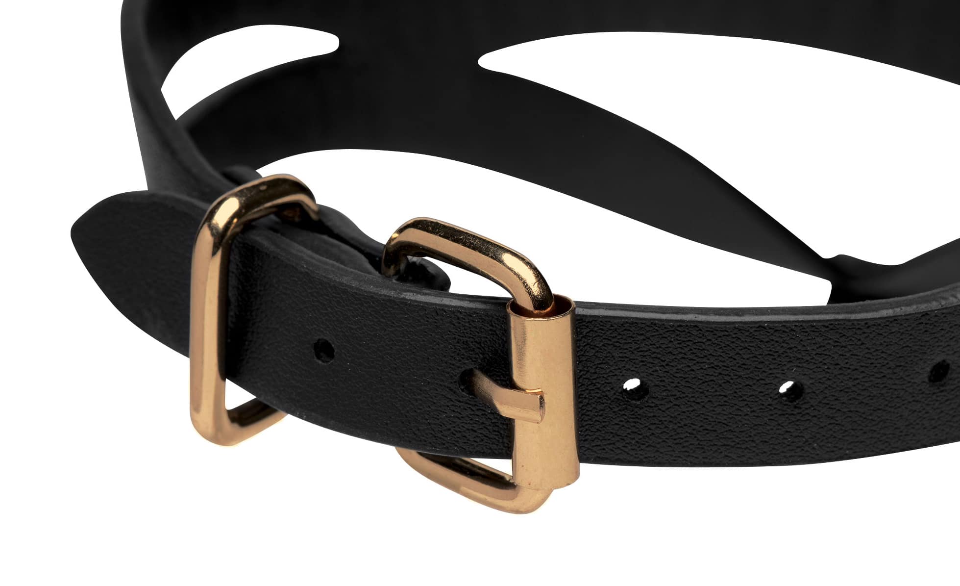 Bondage Baddie Black and Gold Collar with O-Ring - Image 4