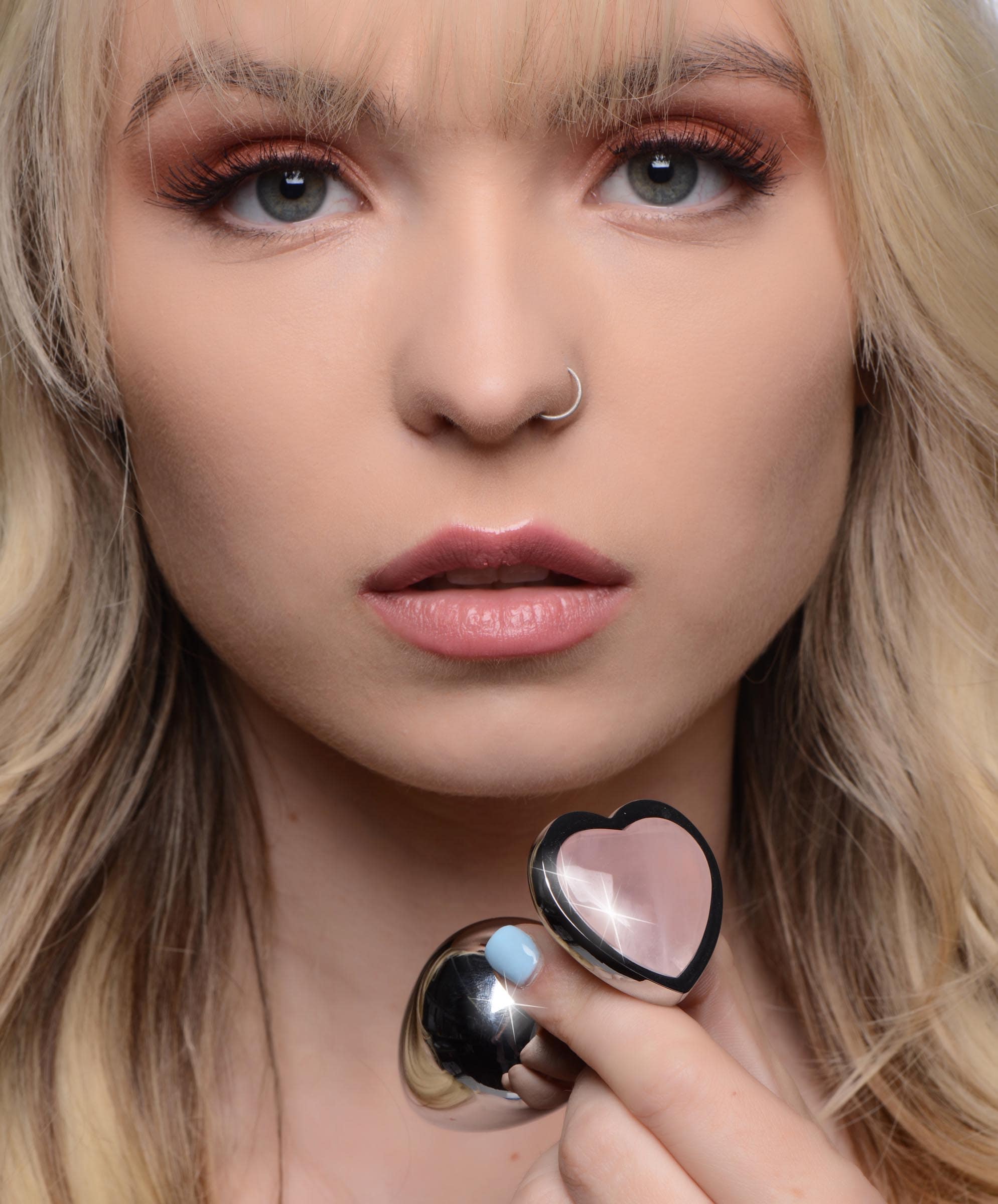 Authentic Rose Quartz Gemstone Heart Anal Plug - Small - Image 7