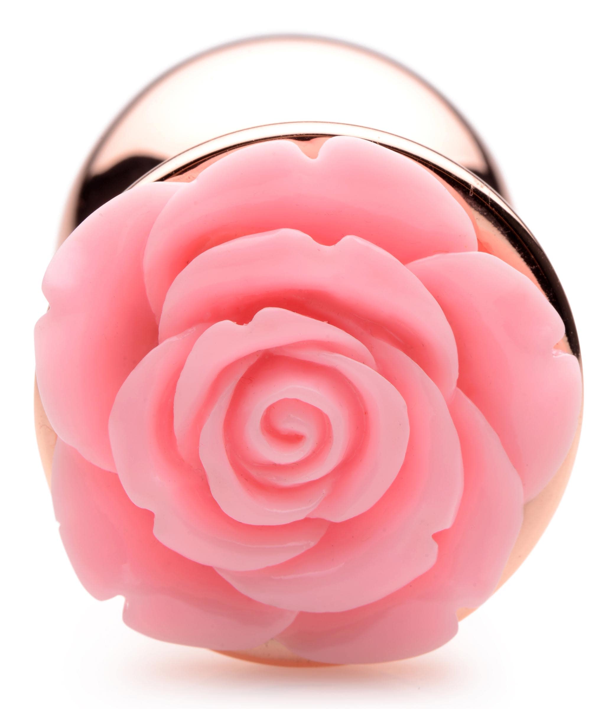 Rose Gold Anal Plug with Pink Flower - Large - Image 4