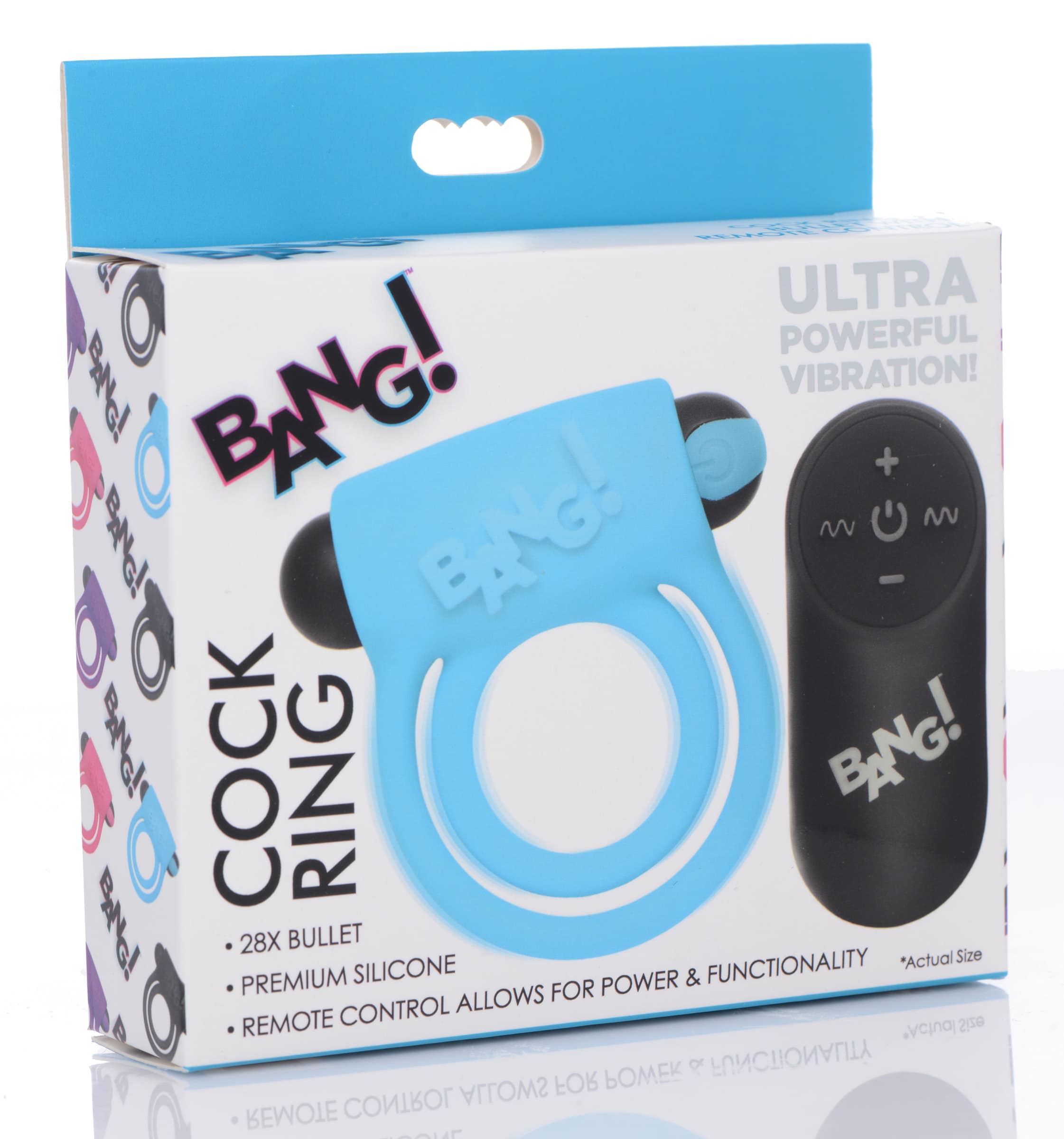 Remote Control 28X Vibrating Cock Ring and Bullet - Blue - Image 6