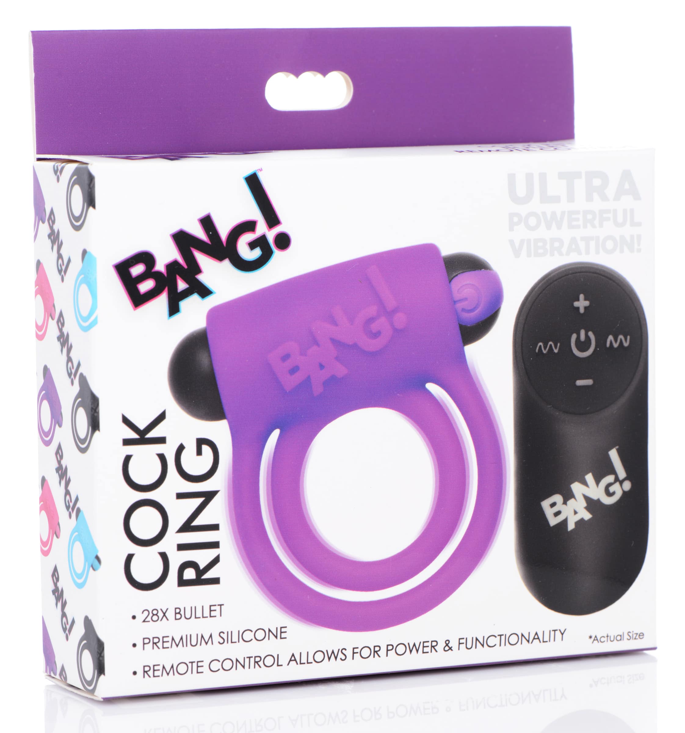 Remote Control 28X Vibrating Cock Ring and Bullet - Purple - Image 6