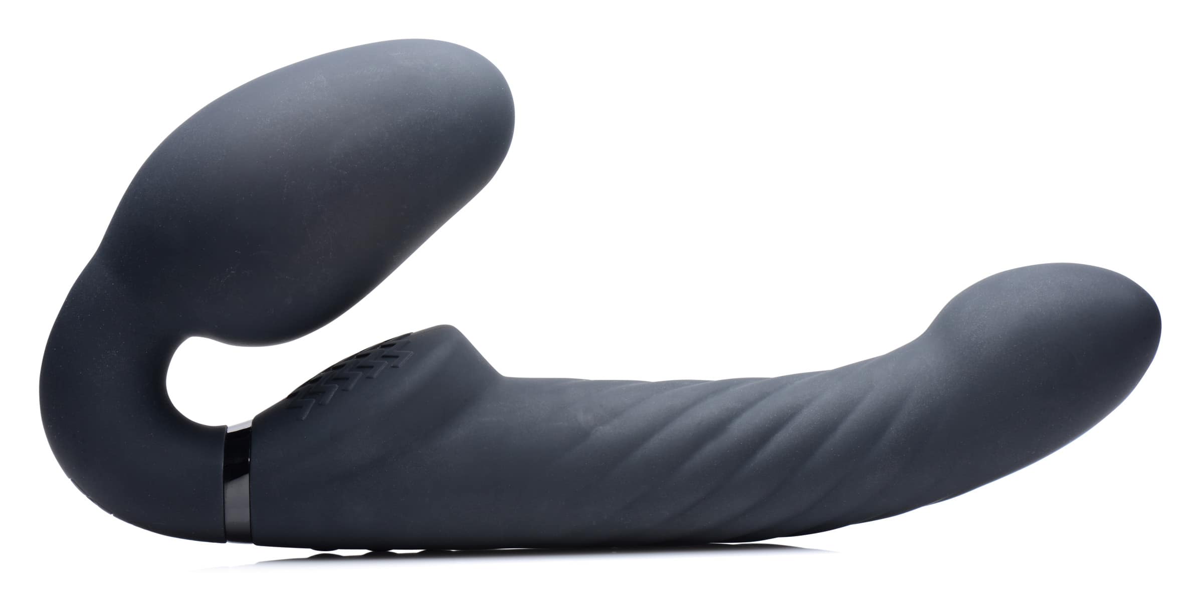 Ergo-Fit Twist Inflatable Vibrating Silicone Strapless Strap-on - Black - Image 5
