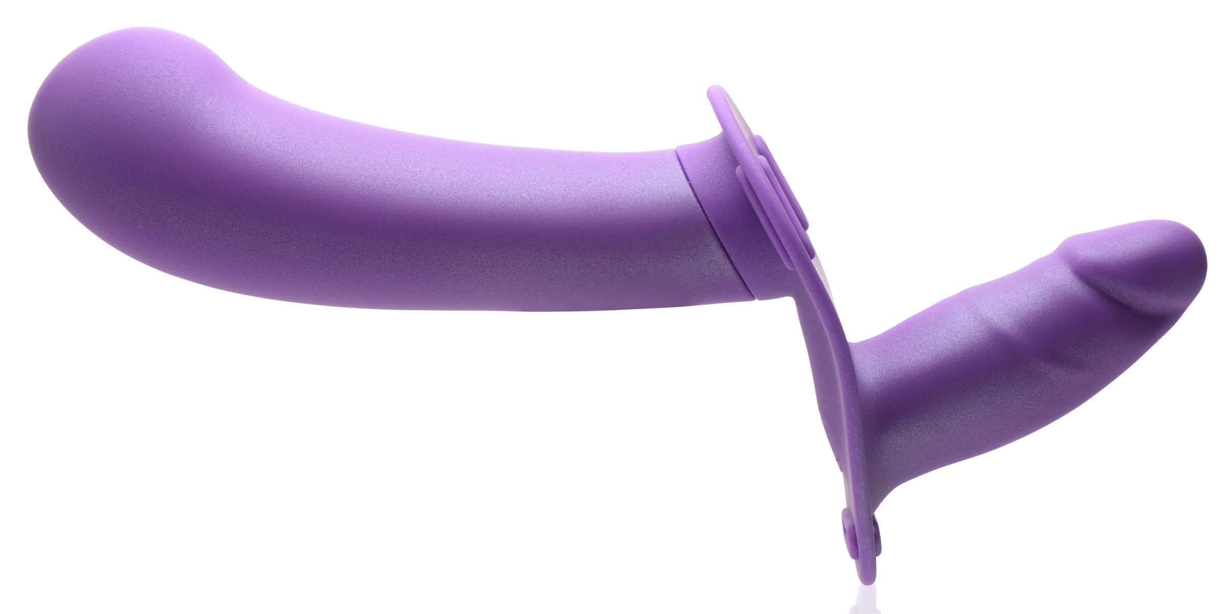 28X Double Diva 2 Inch Double Dildo with Harness and Remote Control - Purple - Image 3