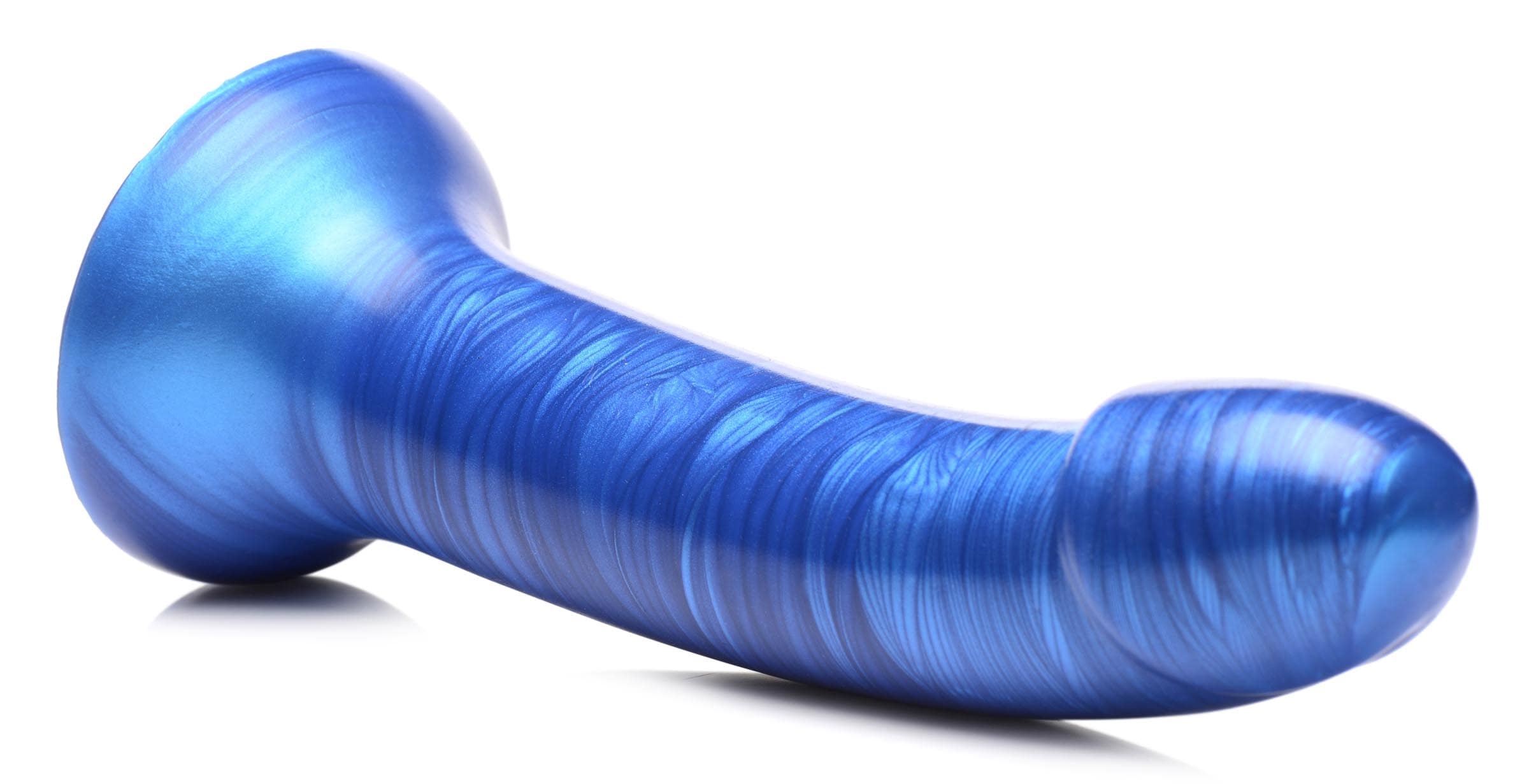 7 Inch Metallic Silicone Dildo - Blue - Image 4