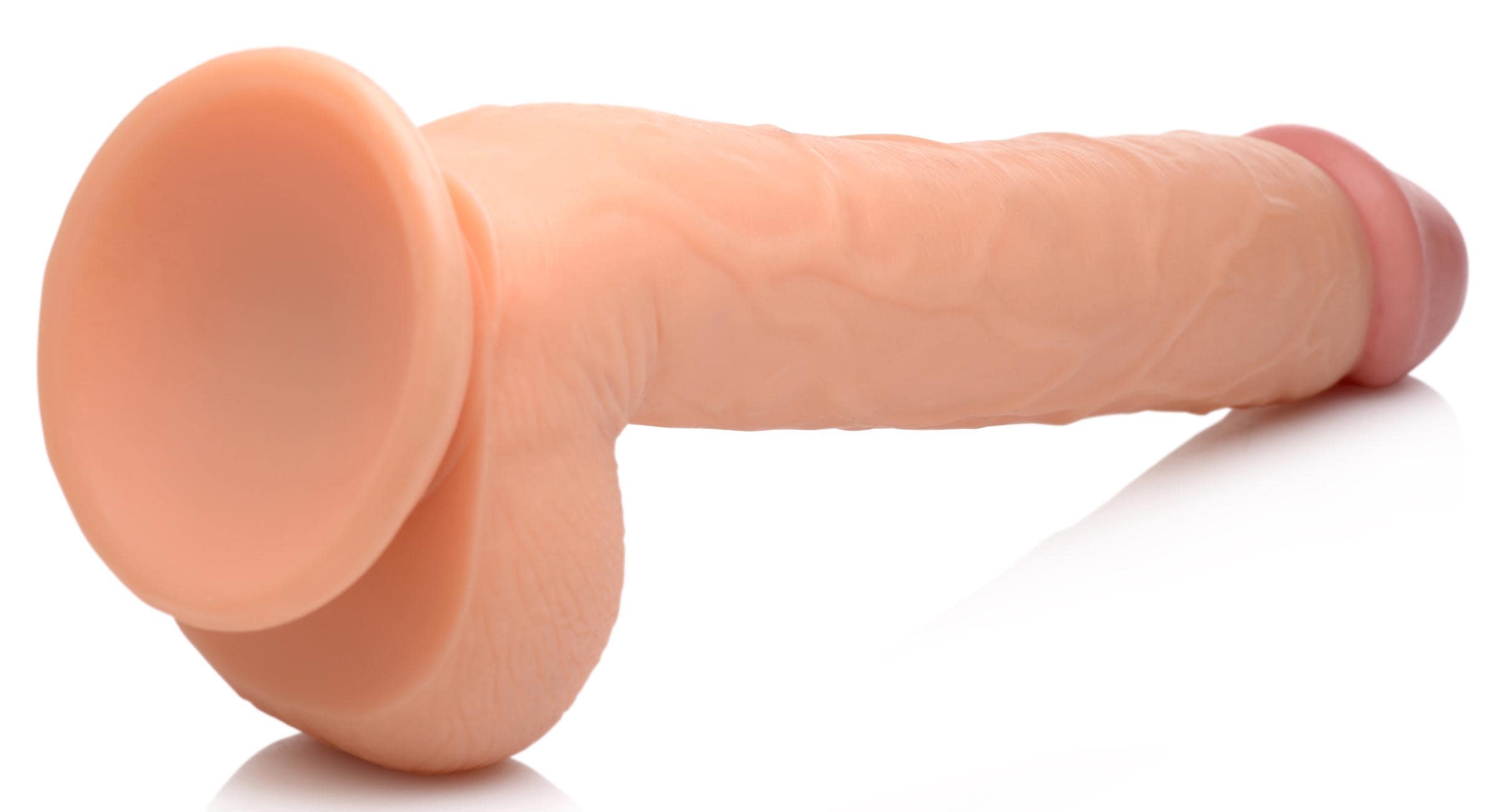 Long Logan 10 Inch Dildo with Balls - Light - Image 6