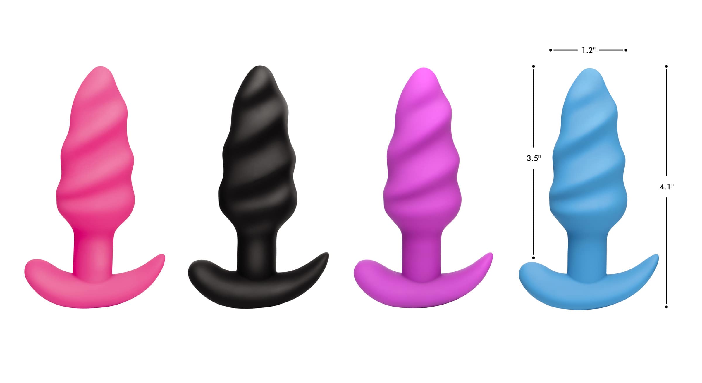 Remote Control 21X Vibrating Silicone Swirl Butt Plug - Black - Image 7