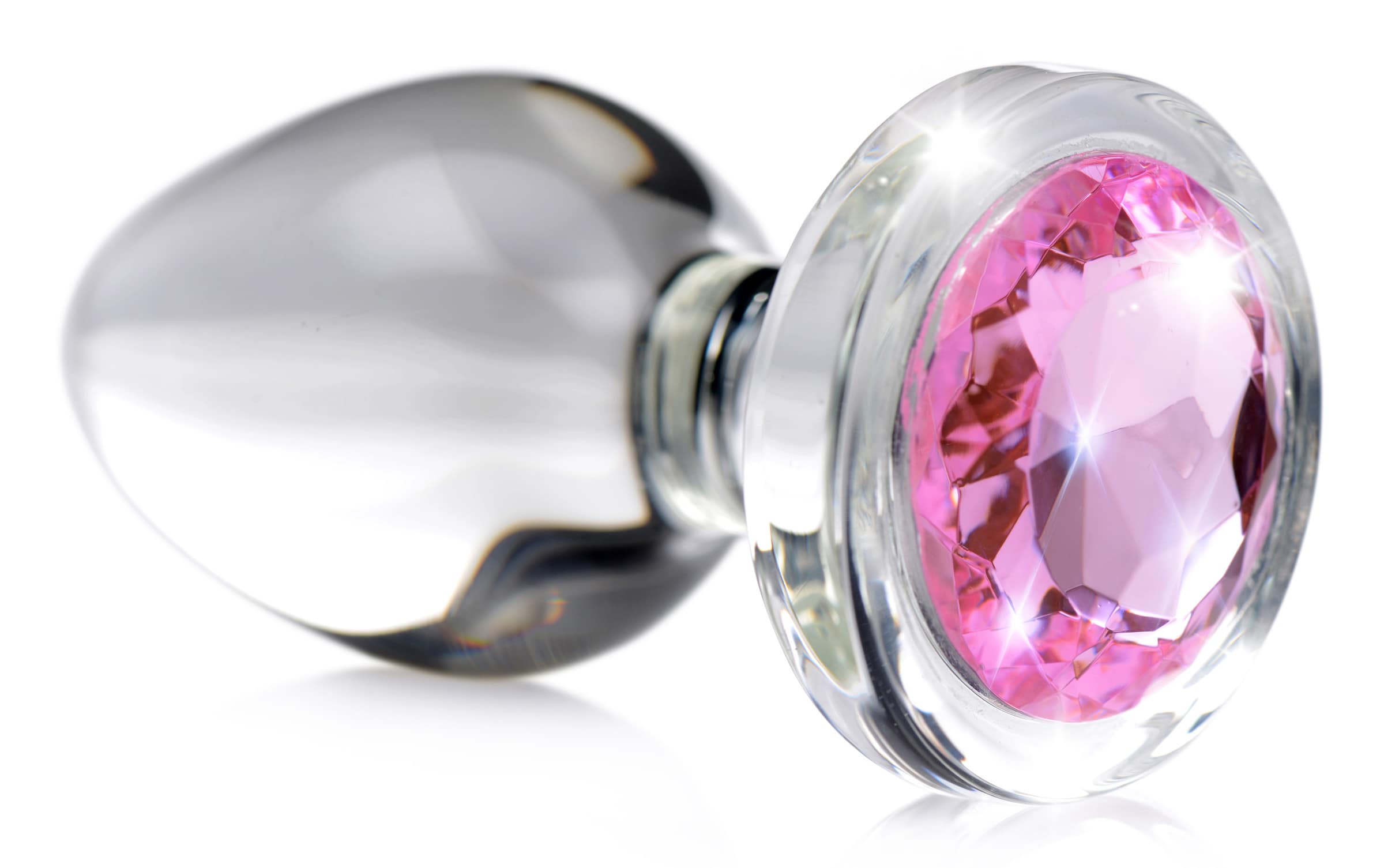 Pink Gem Glass Anal Plug - Large - Image 3