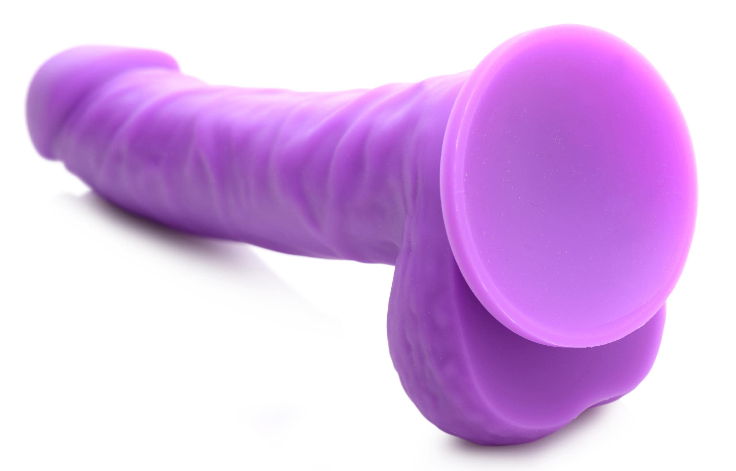 7 Inch Silicone Dildo with Balls - Grape - Image 5