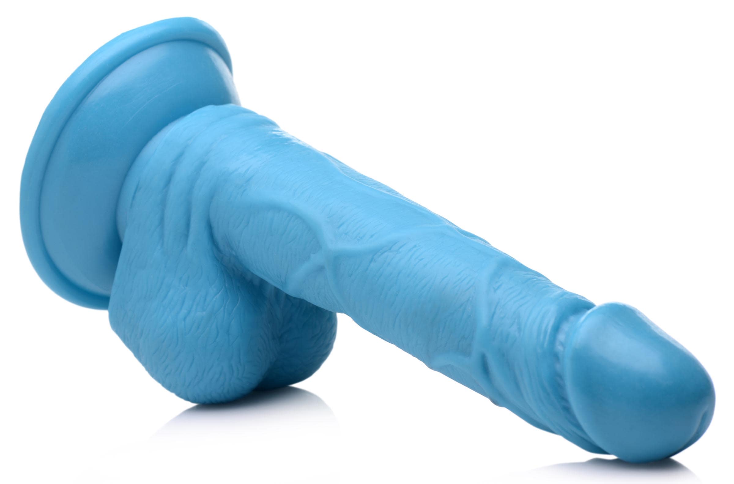 6.5 Inch Dildo with Balls - Blue - Image 5