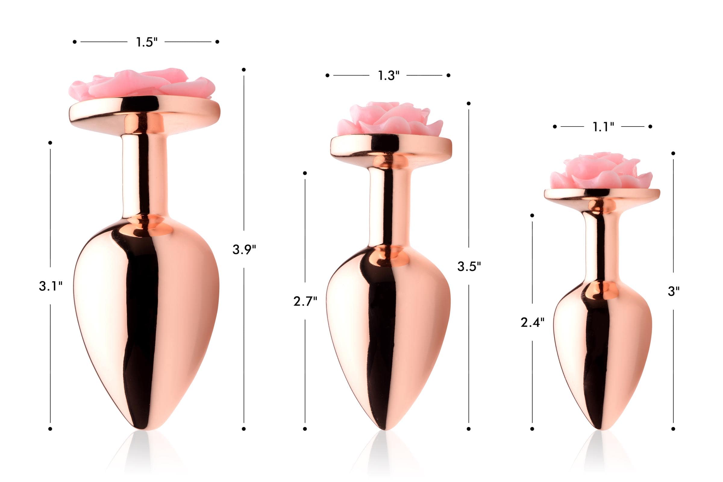 Rose Gold Anal Plug with Pink Flower - Small - Image 6