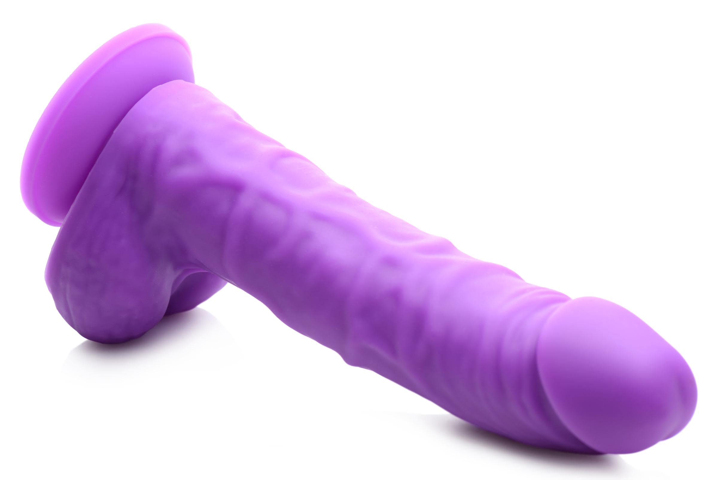 7 Inch Silicone Dildo with Balls - Grape - Image 4