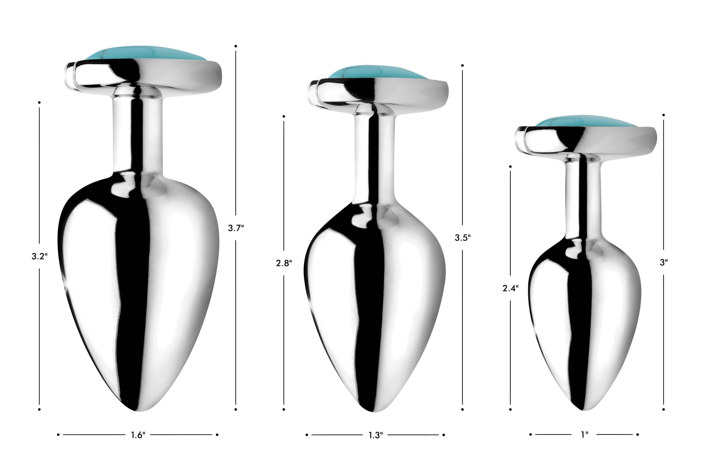 Authentic Turquoise Gemstone Heart Anal Plug - Medium - Image 6