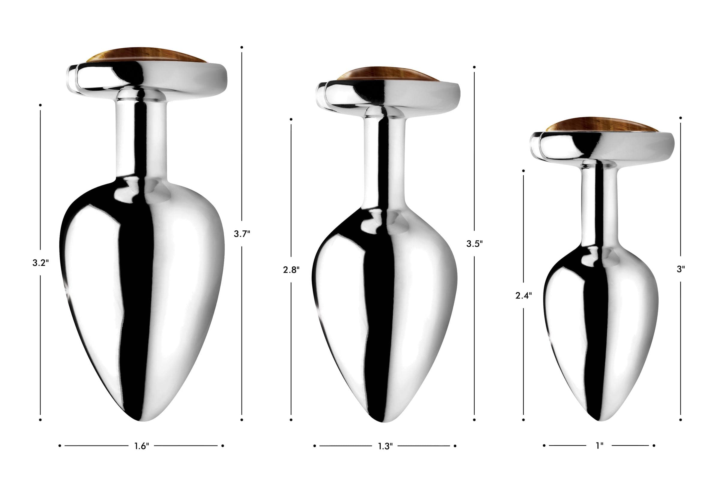 Authentic Tigers Eye Gemstone Heart Anal Plug - Medium - Image 6