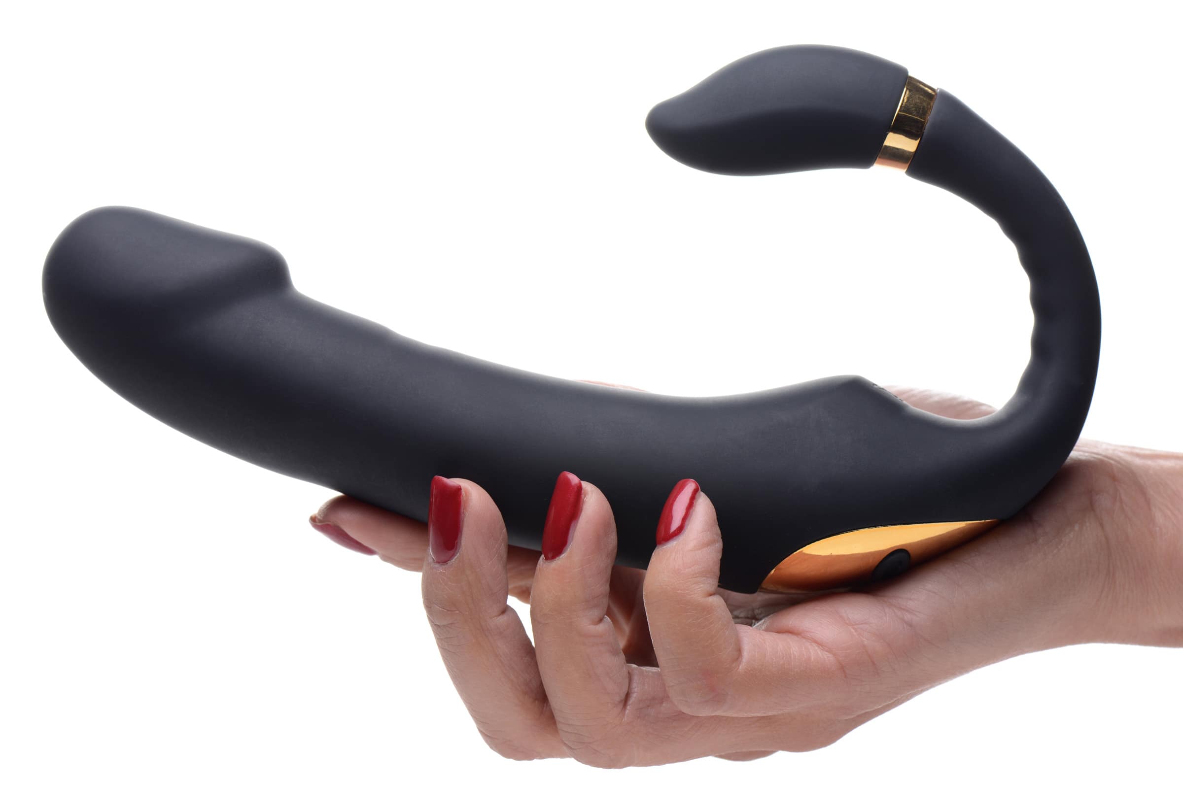 10X Pleasure Pose Come Hither Silicone Vibrator with Poseable Clit Stimulator - Image 3