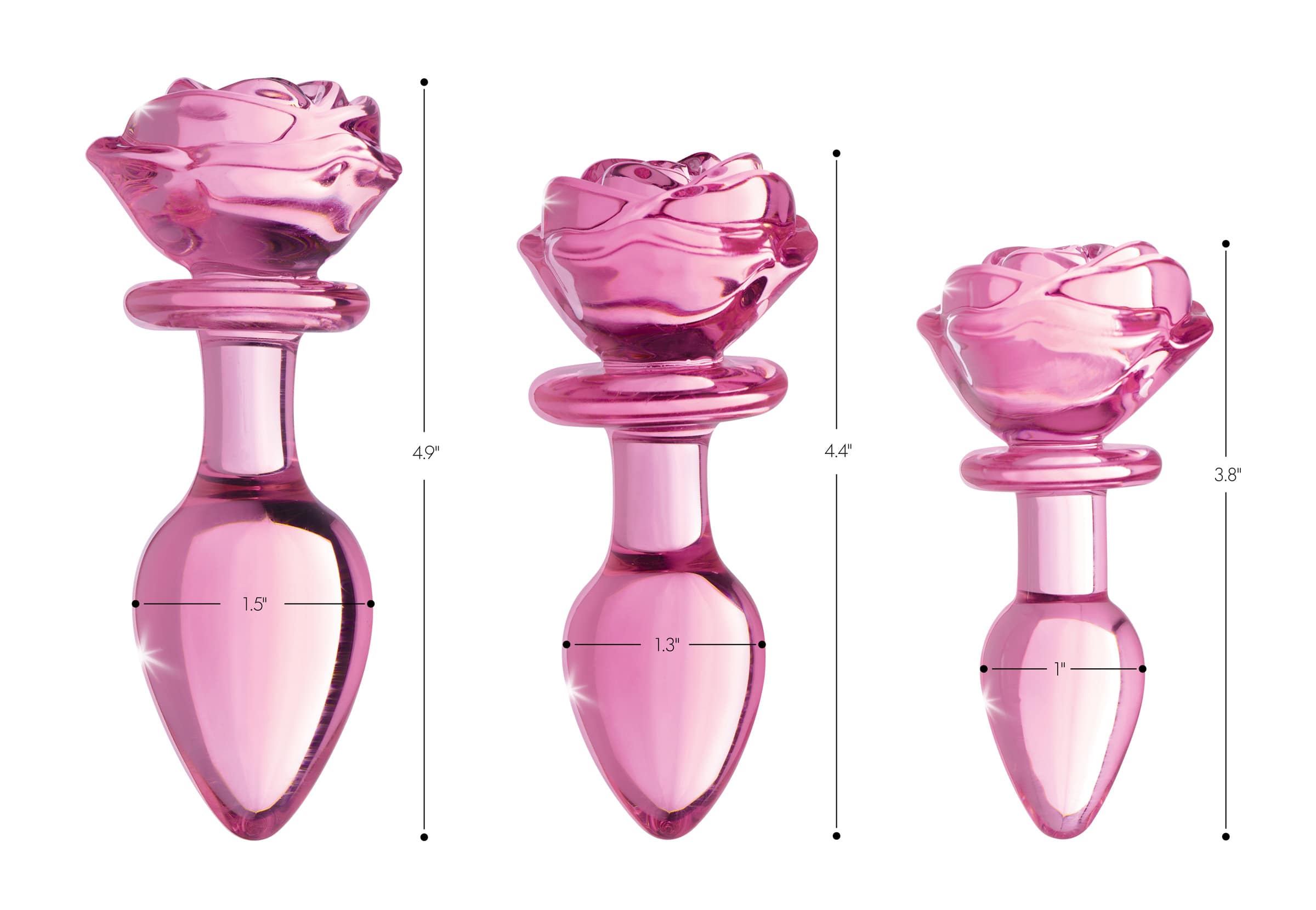 Pink Rose Glass Anal Plug - Small - Image 7