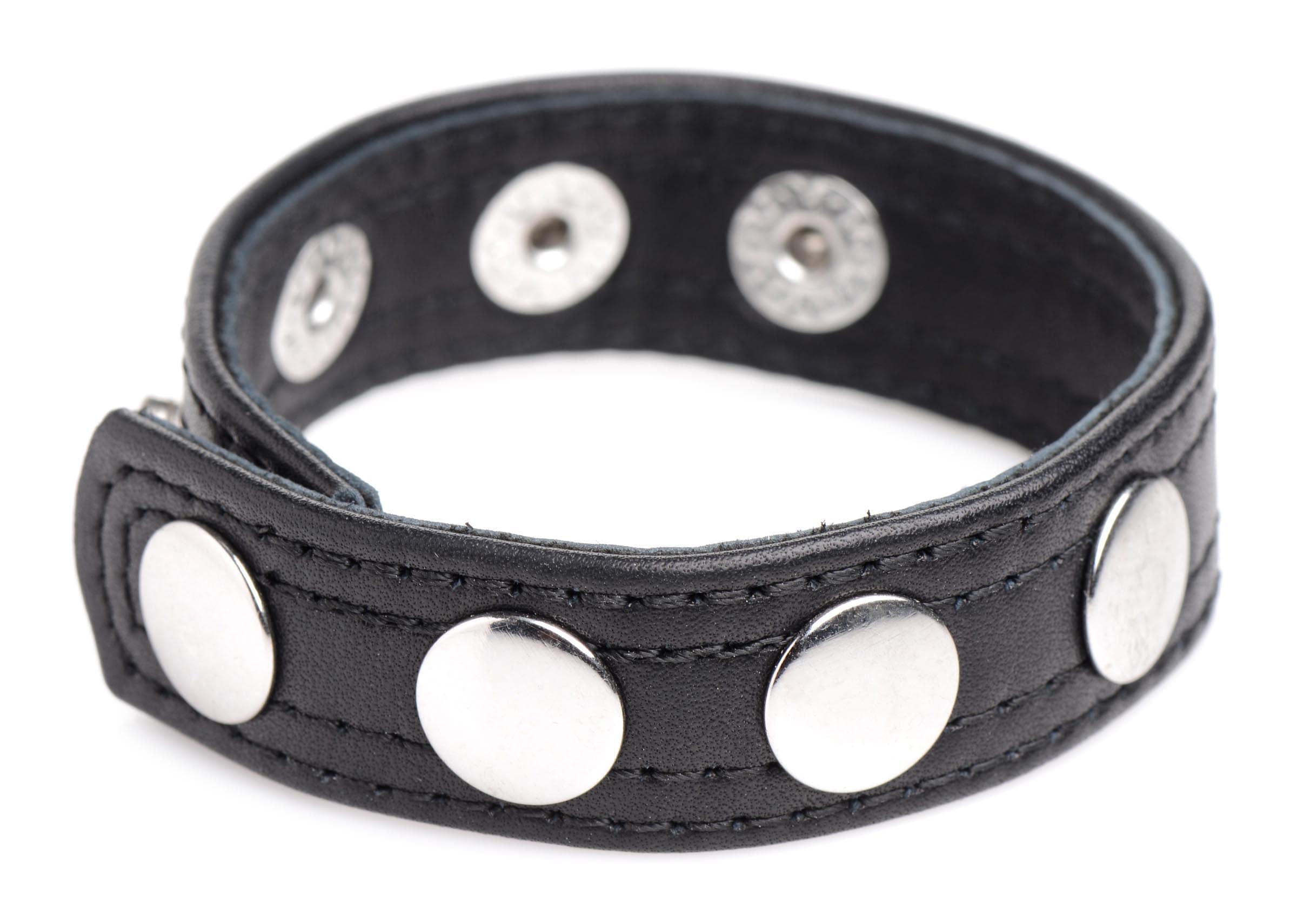 Leather Speed Snap Cock Ring - Black - Image 2