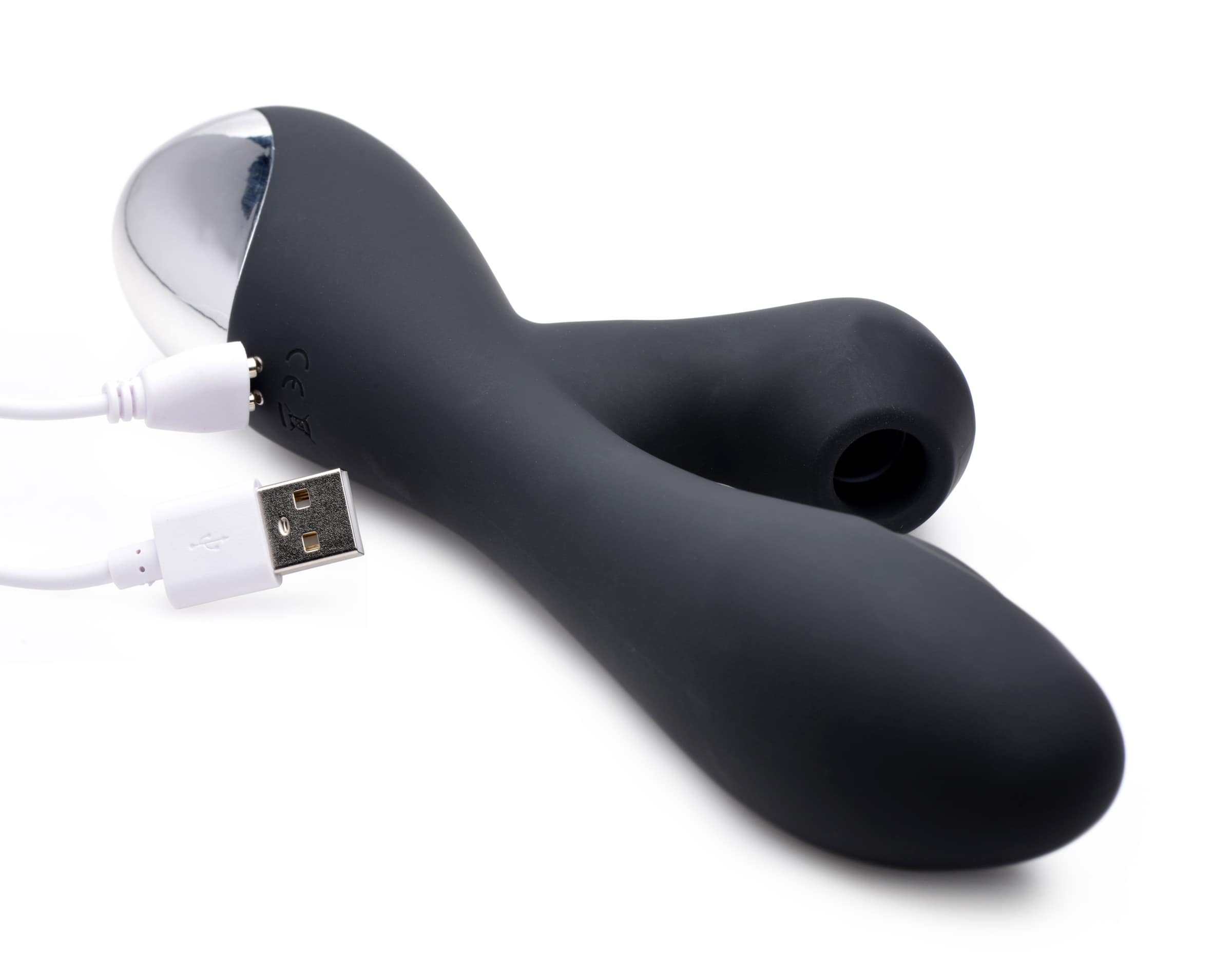 10X Silicone Suction Rabbit Vibrator - Black - Image 5