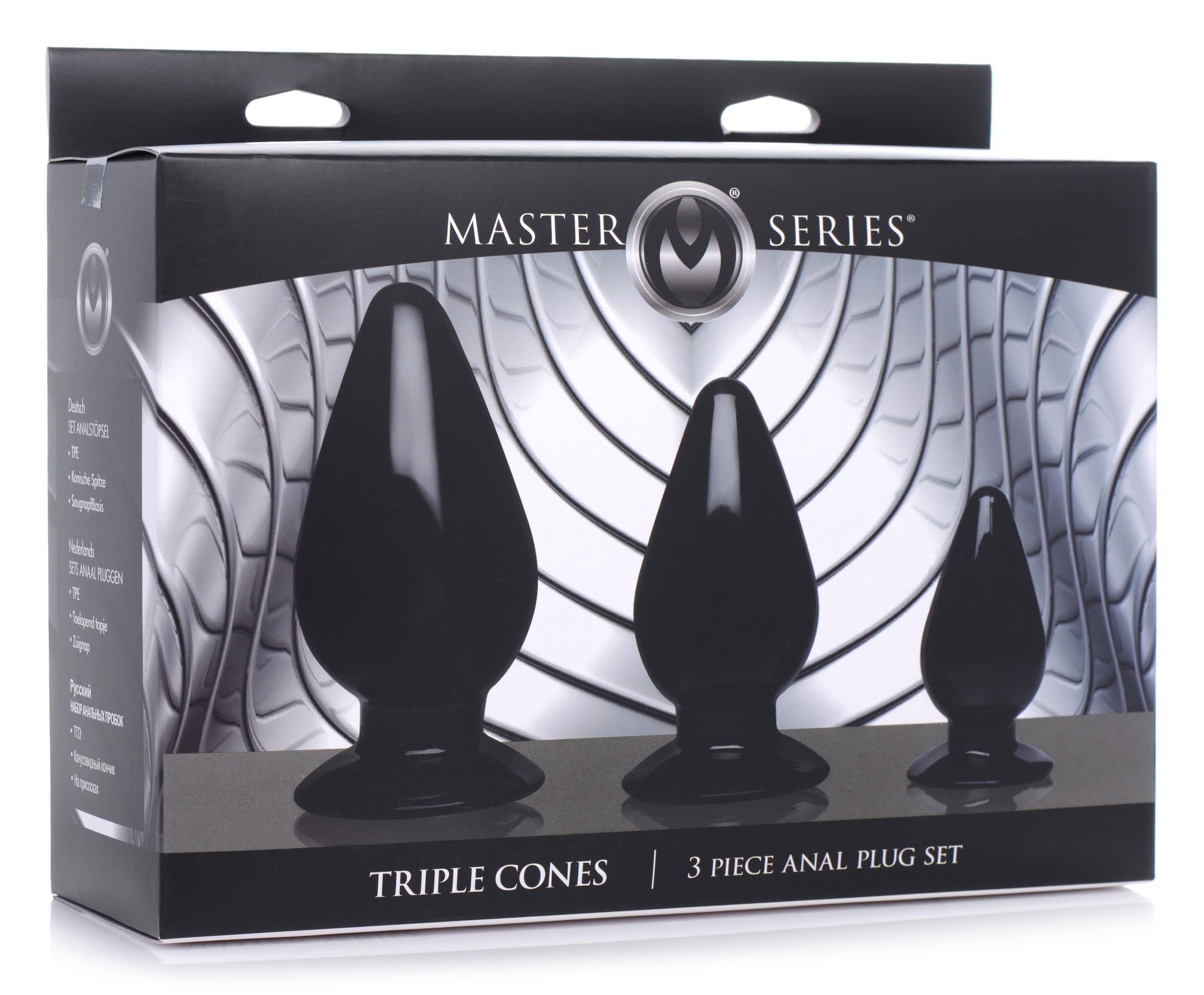 Triple Cones 3 Piece Anal Plug Set - Black - Image 5