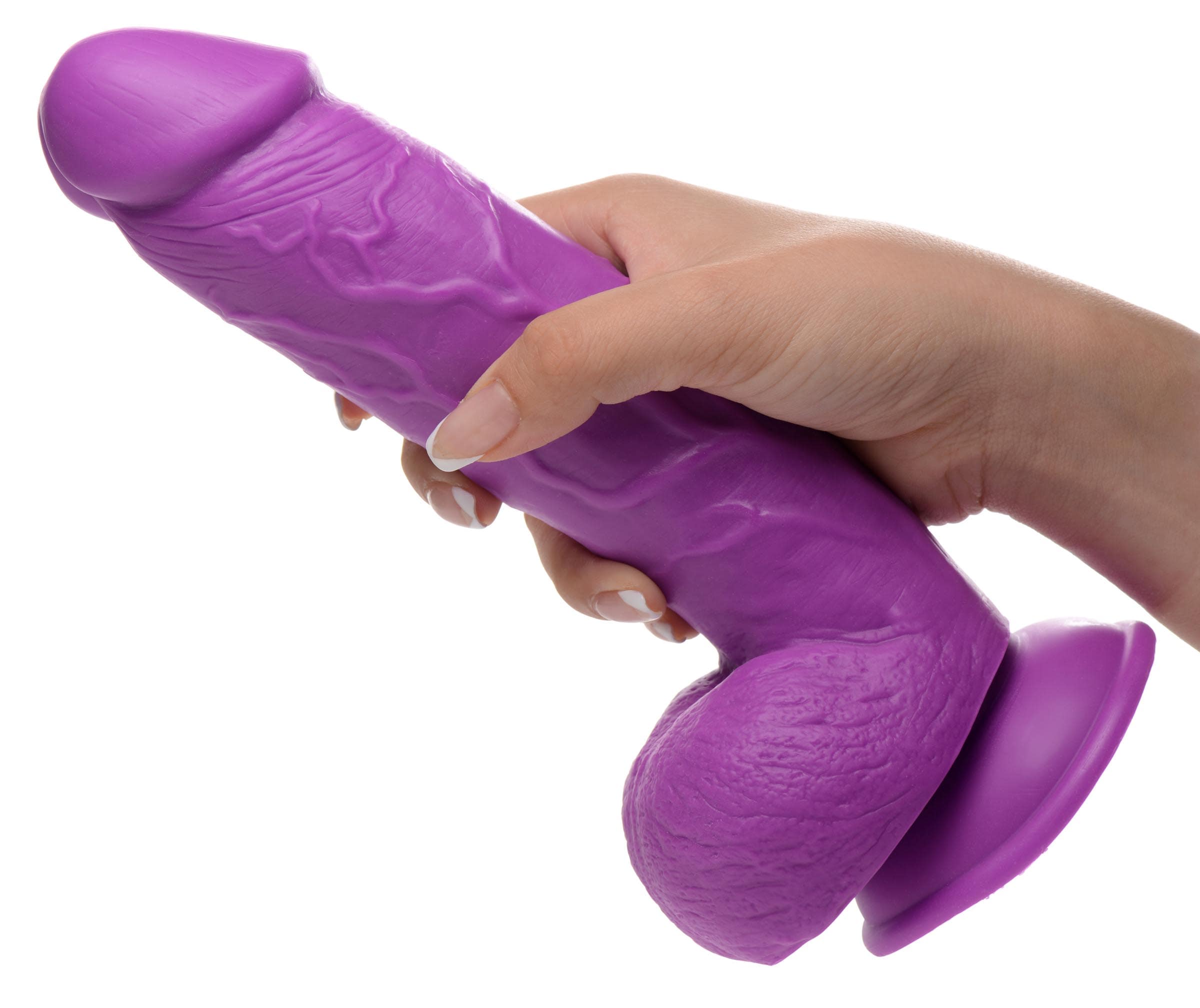 8.25 Inch Dildo with Balls - Purple - Image 3