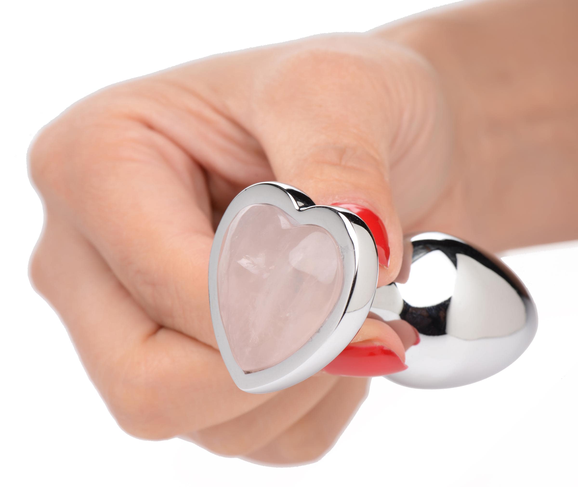 Authentic Rose Quartz Gemstone Heart Anal Plug - Small - Image 4