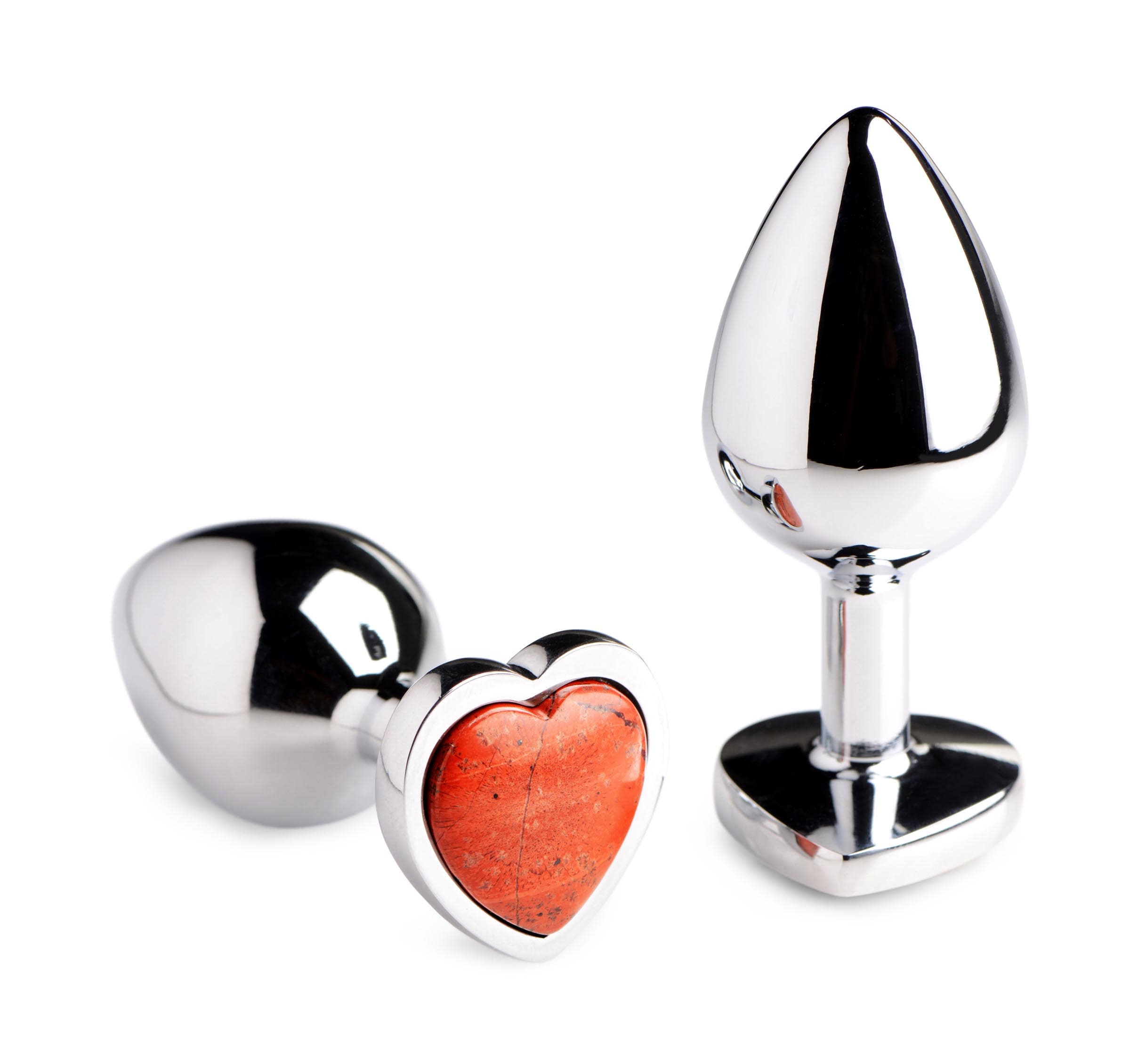 Authentic Red Jasper Gemstone Heart Anal Plug - Medium - Image 2