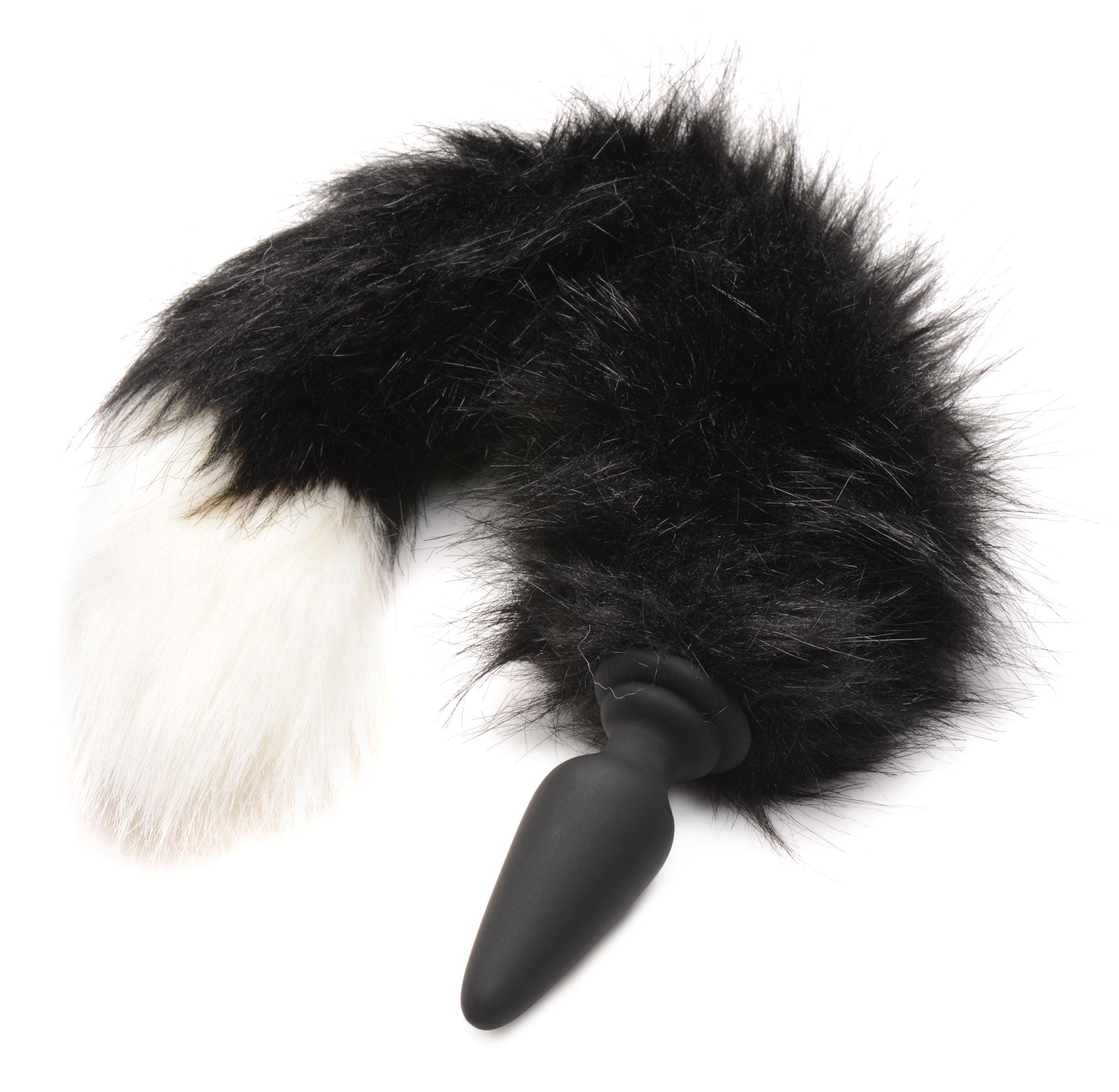 Small Anal Plug with Interchangeable Fox Tail - Black and White - Image 4