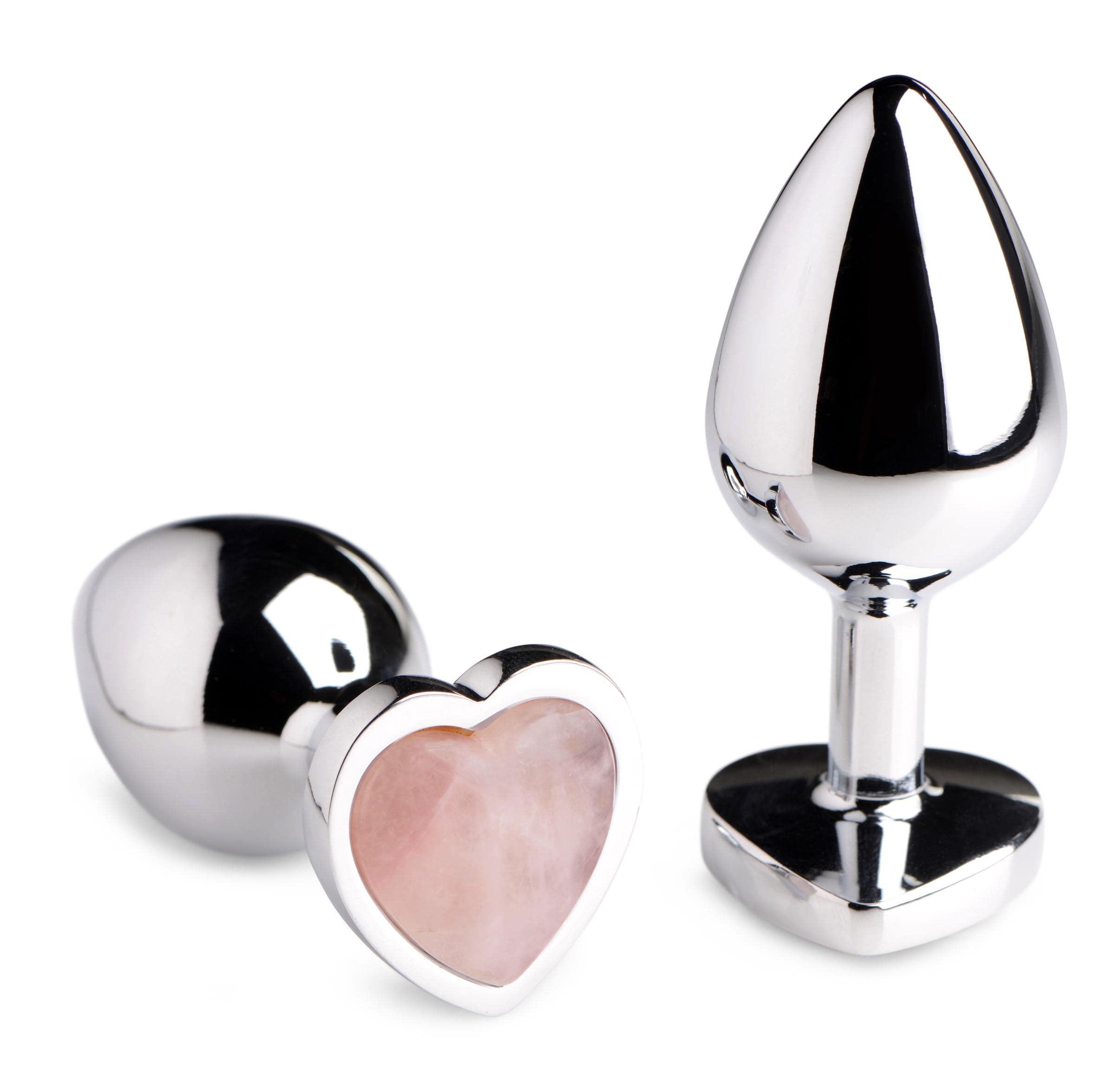 Authentic Rose Quartz Gemstone Heart Anal Plug - Small - Image 2