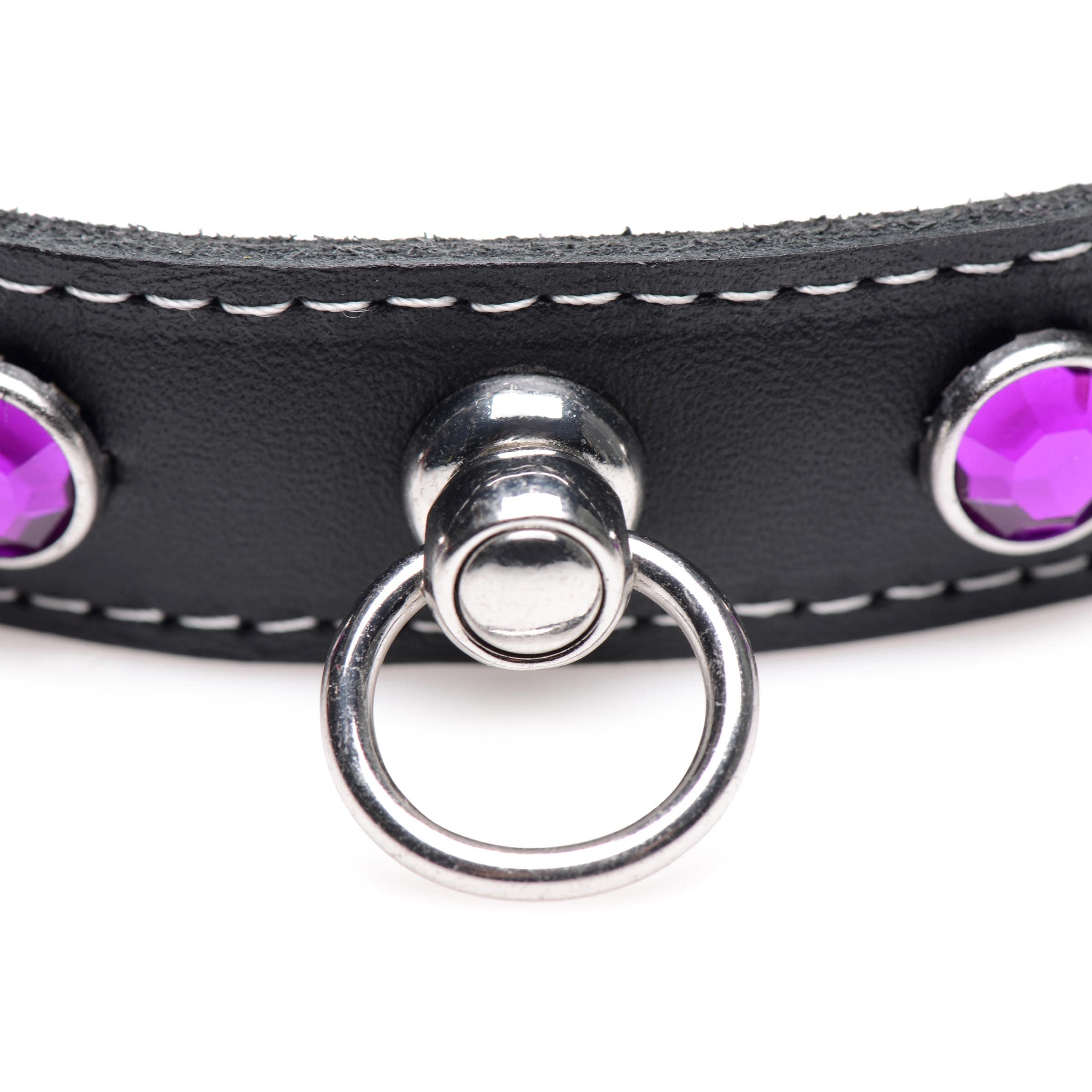 Royal Vixen Leather Choker with Rhinestones - Purple - Image 3