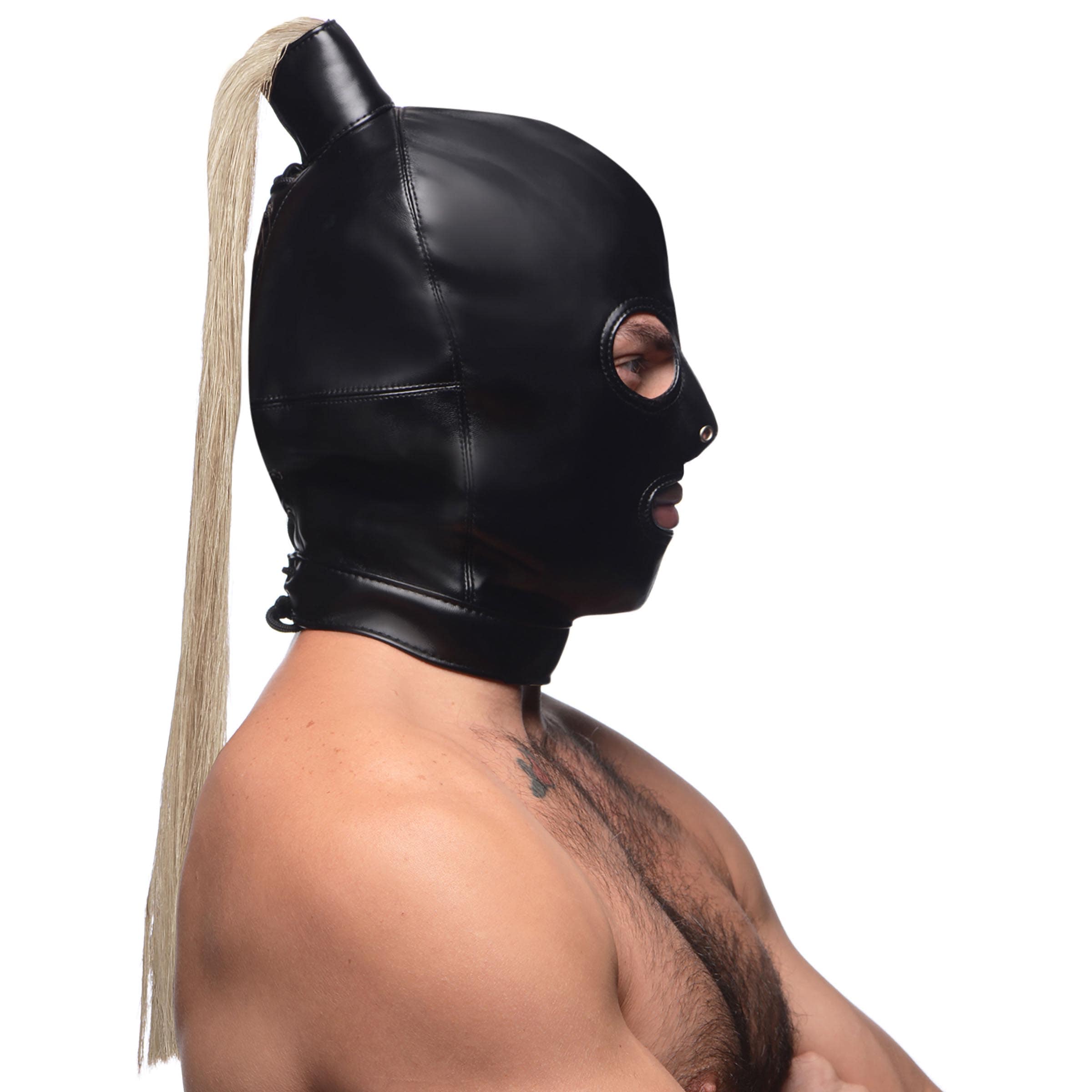 Blonde Ponytail Bondage Hood - Image 5