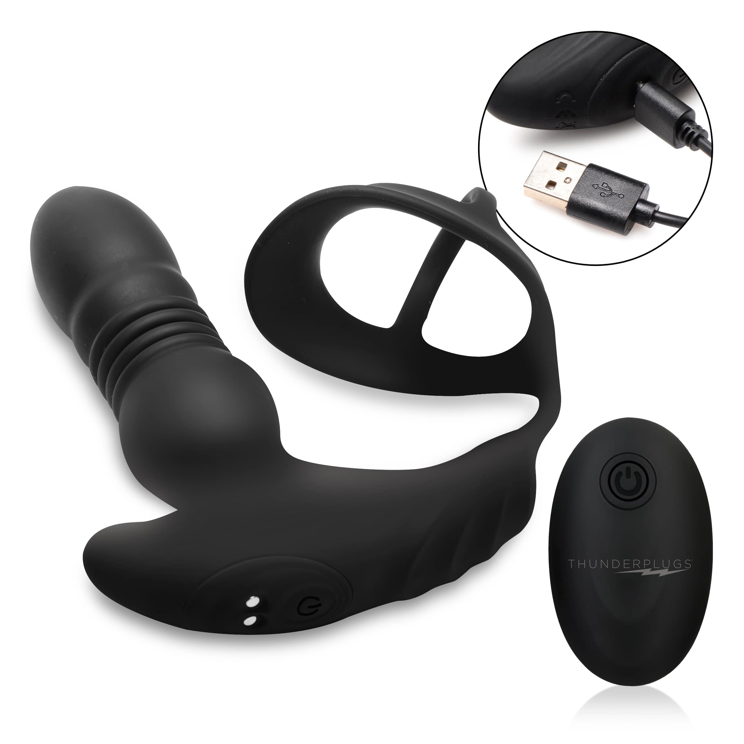 Thrusting Vibrator with Cock and Ball Ring and Remote - Image 5