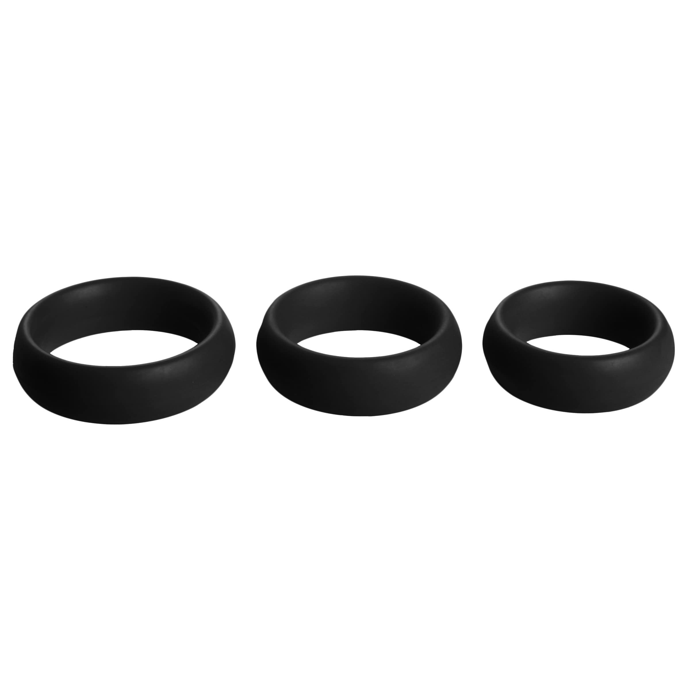 3 Piece Silicone Cock Ring Set - Black - Image 2