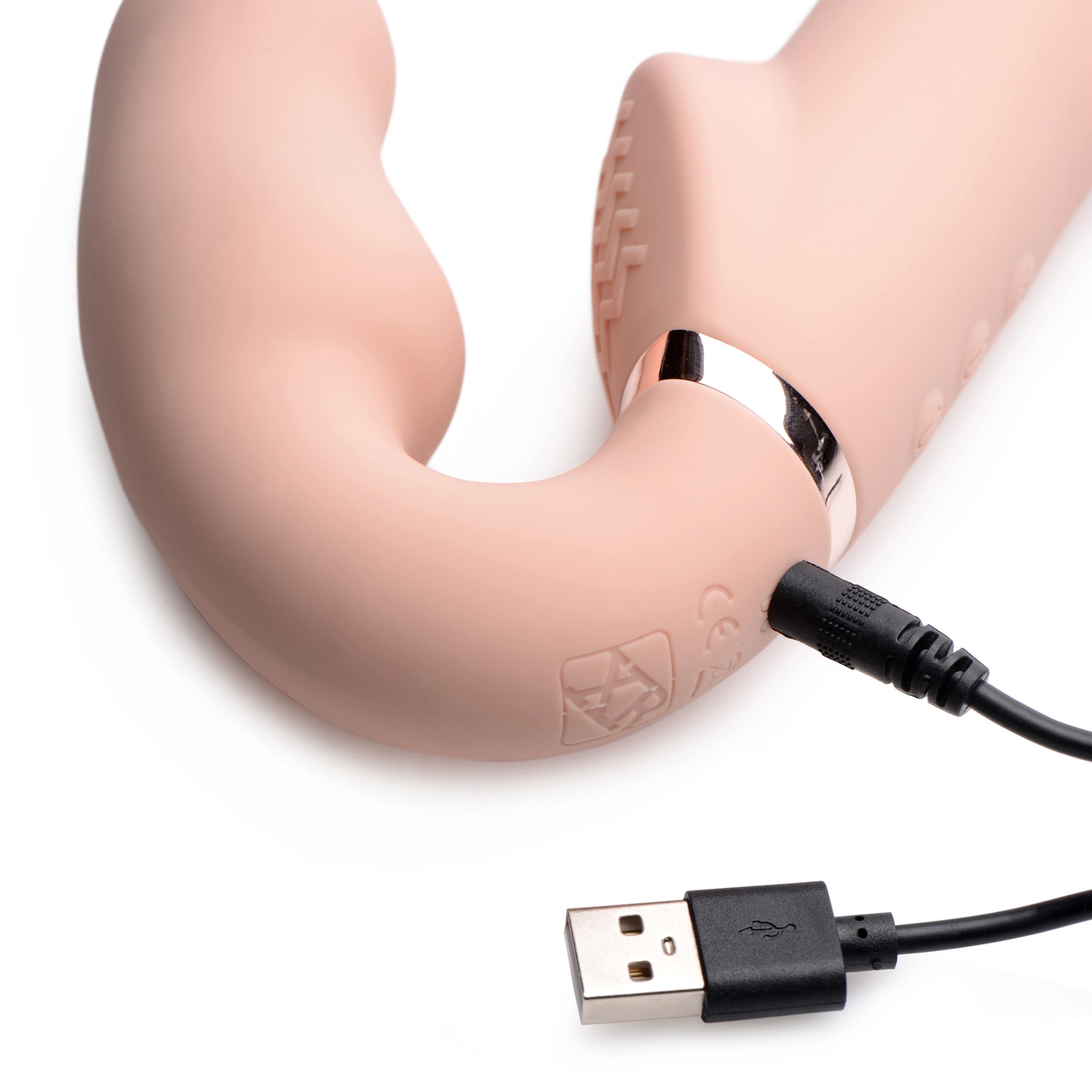 Ergo-Fit Twist Inflatable Vibrating Silicone Strapless Strap-on - Beige - Image 7