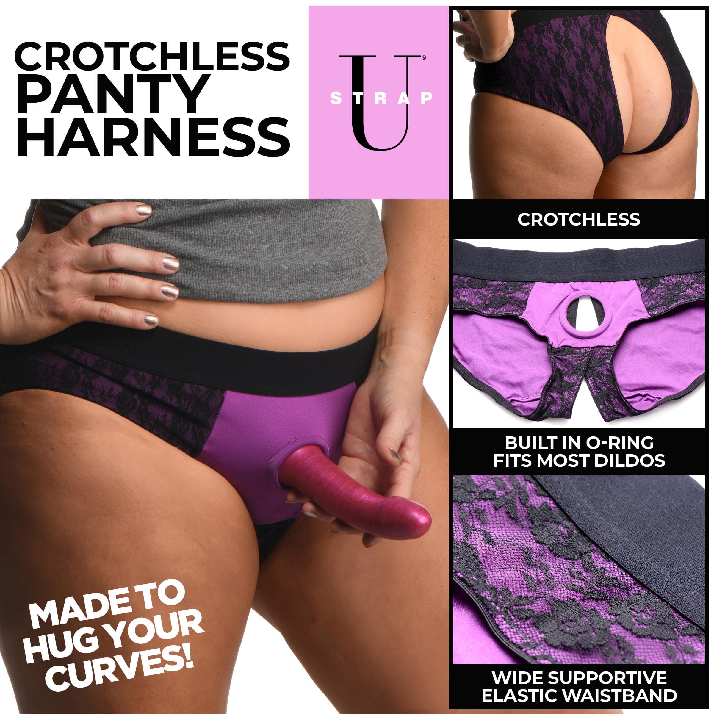 Lace Envy Crotchless Panty Harness - 3XL - Image 5