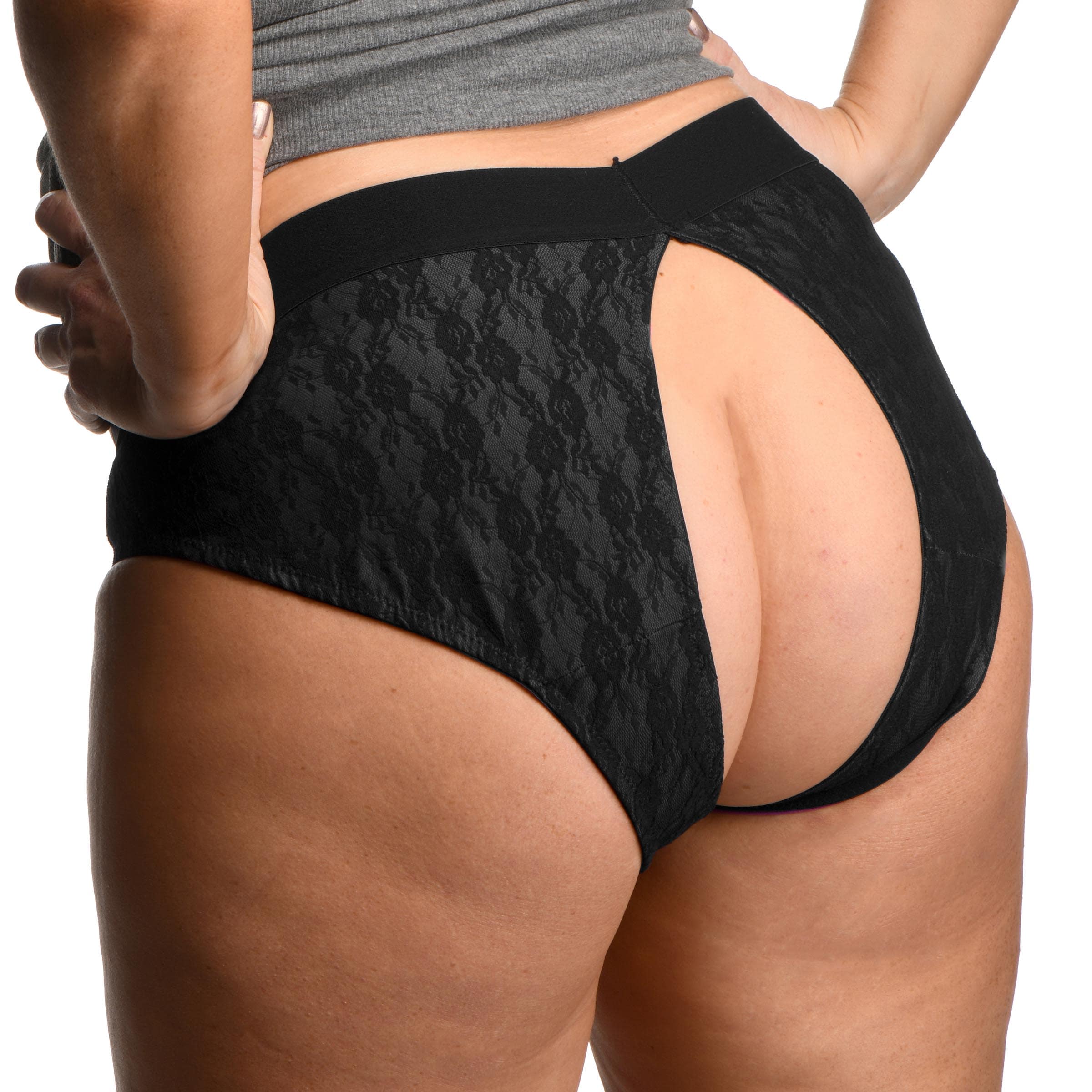 Lace Envy Black Crotchless Panty Harness - 2XL - Image 4