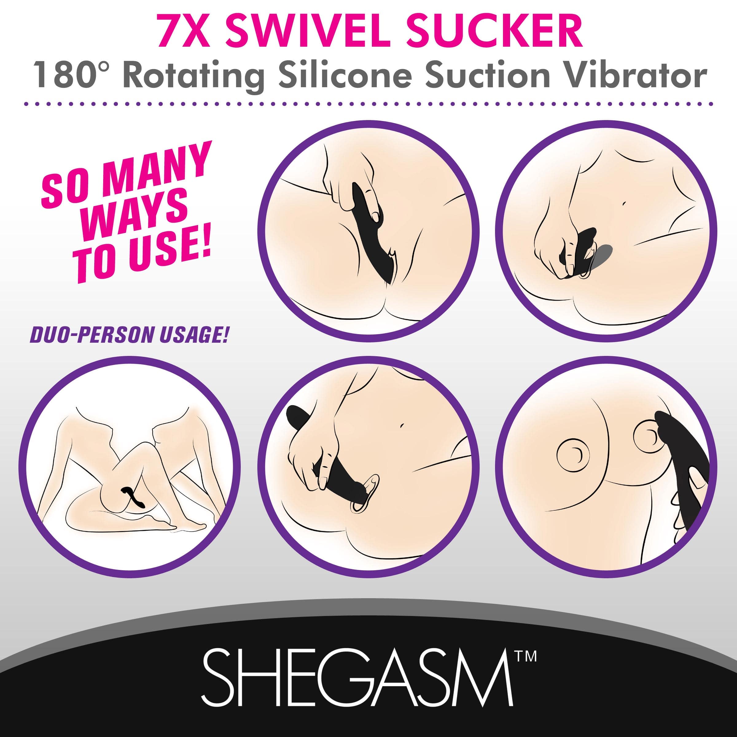 7X Swivel Sucker 180 Rotating Silicone Suction Vibrator - Image 2