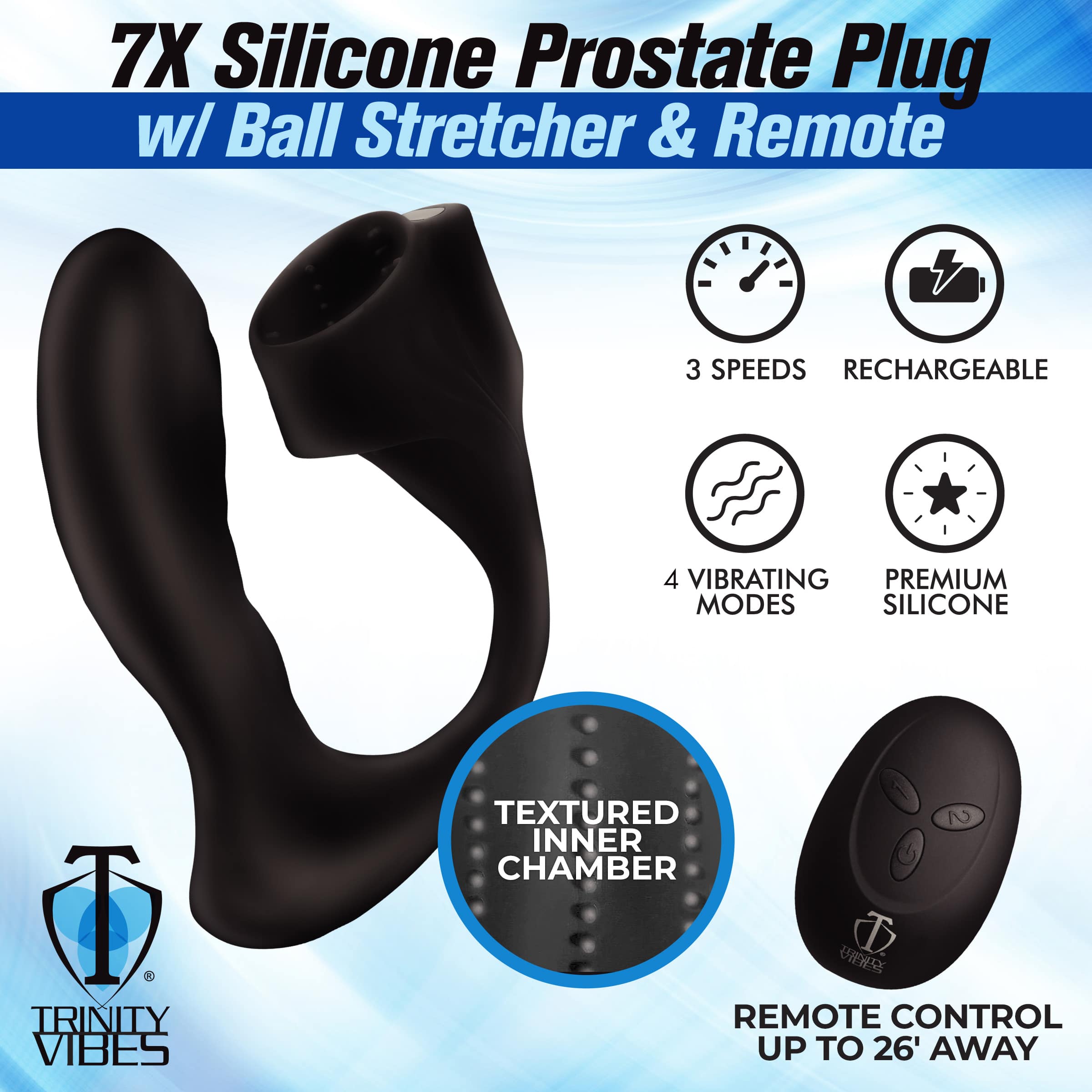 7X Silicone Prostate Plug with Ball Stretcher and Remote - Image 2
