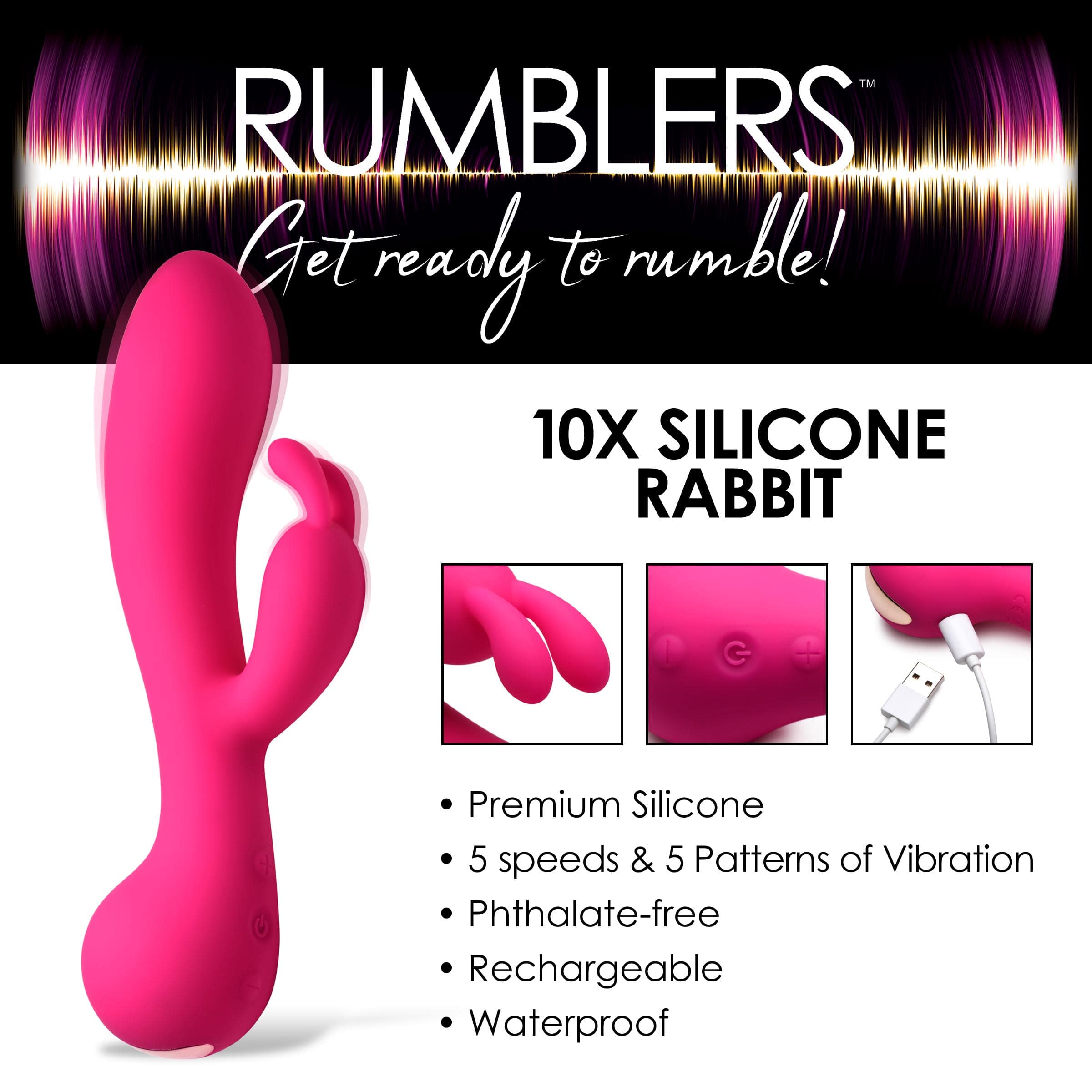 10X Rabbit Silicone Vibrator - Image 2