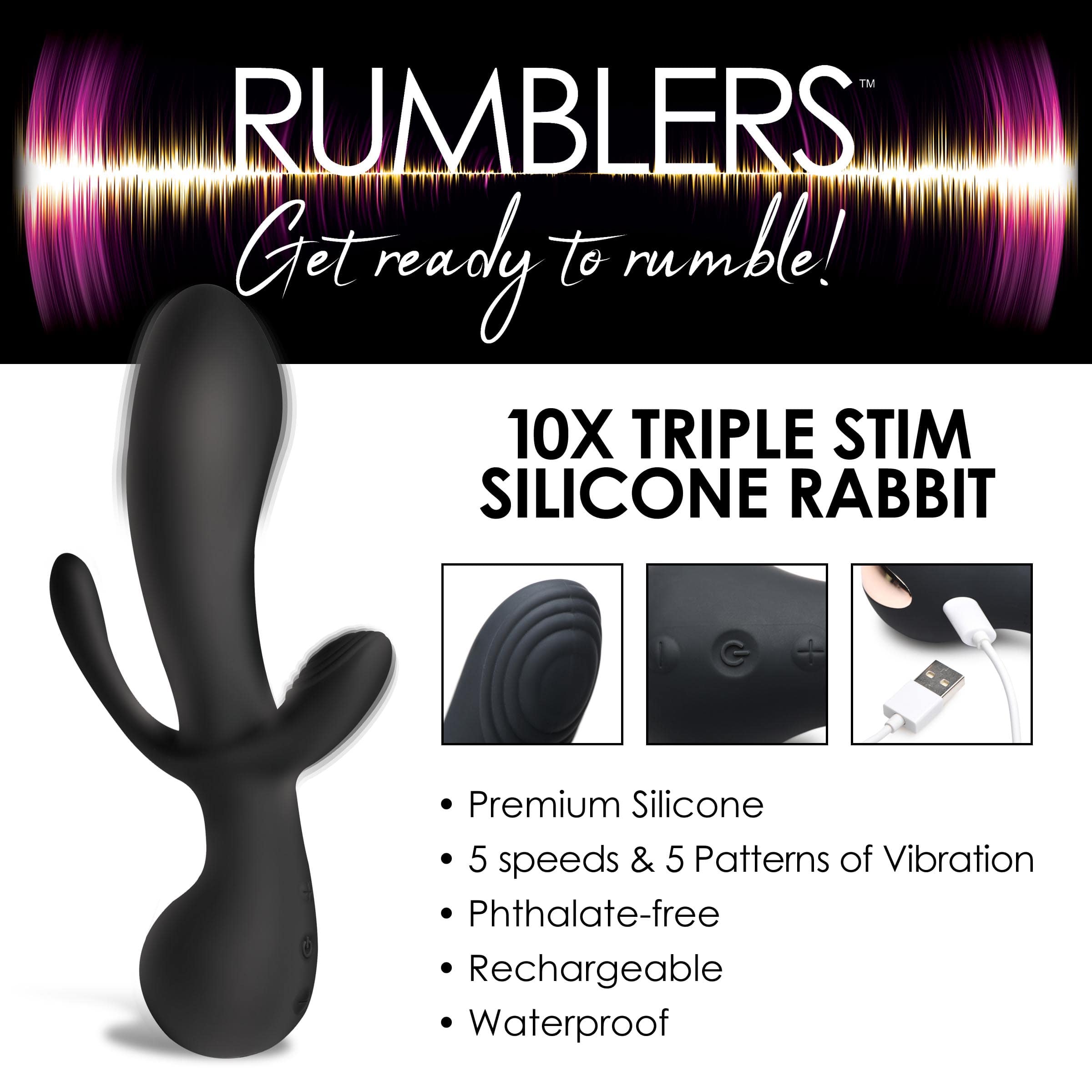 10X Triple Stim Silicone Vibrator - Image 2