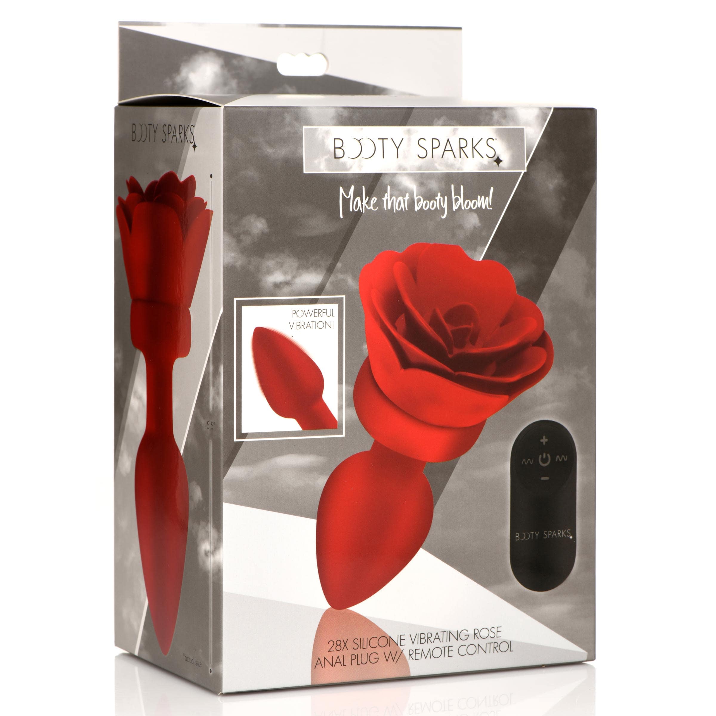 28X Silicone Vibrating Rose Anal Plug with Remote - Medium - Image 9
