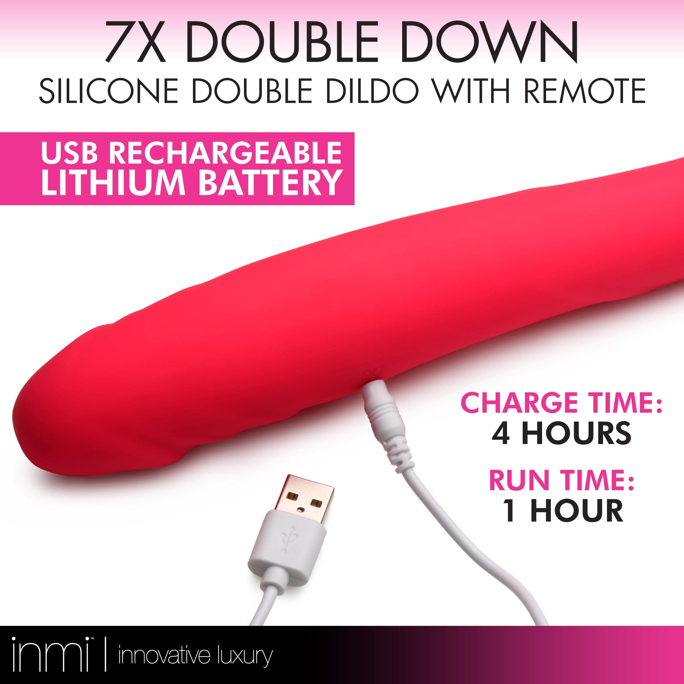 7X Double Down Silicone Double Dildo with Remote - Image 4