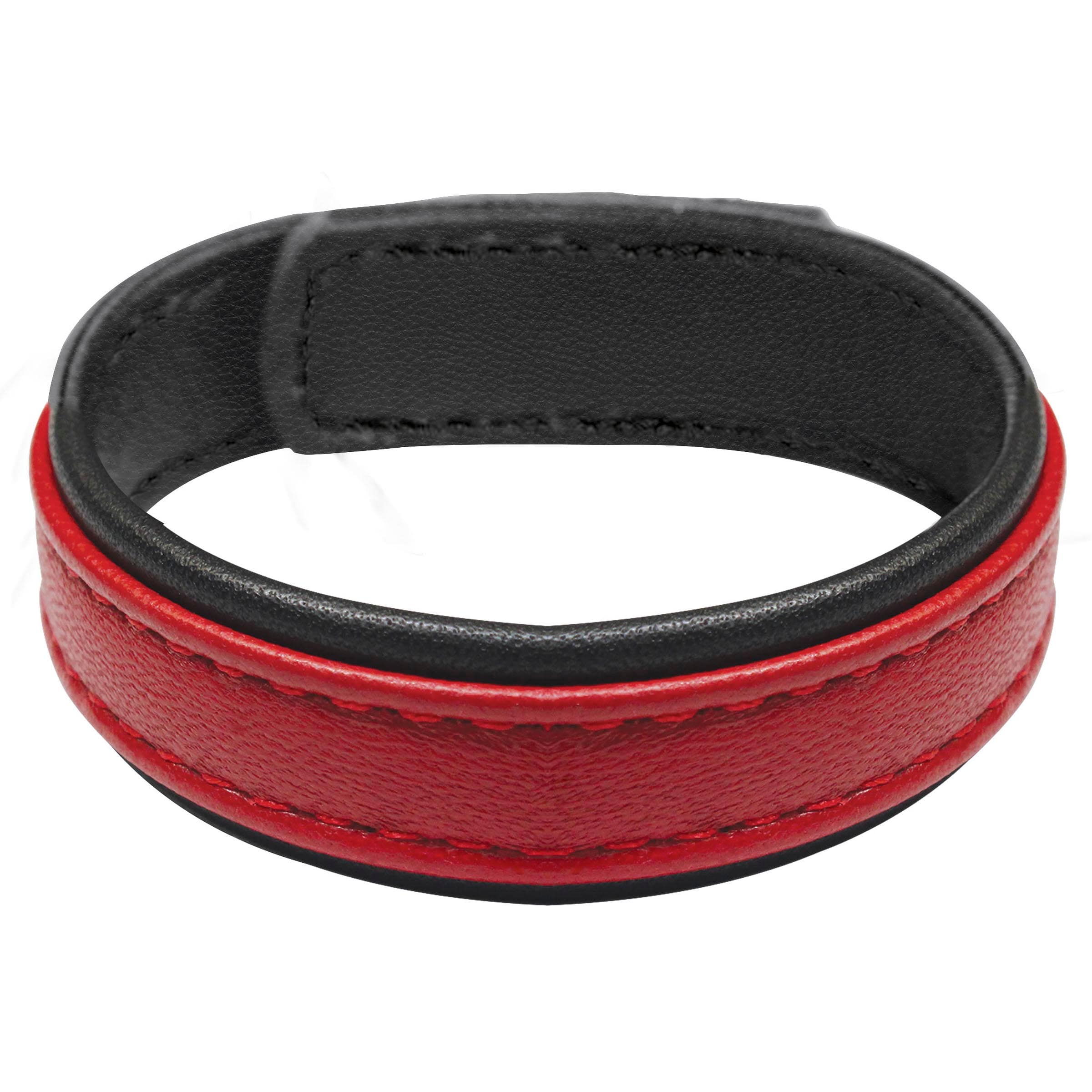 Velcro Leather Cock Ring - Red - Image 2