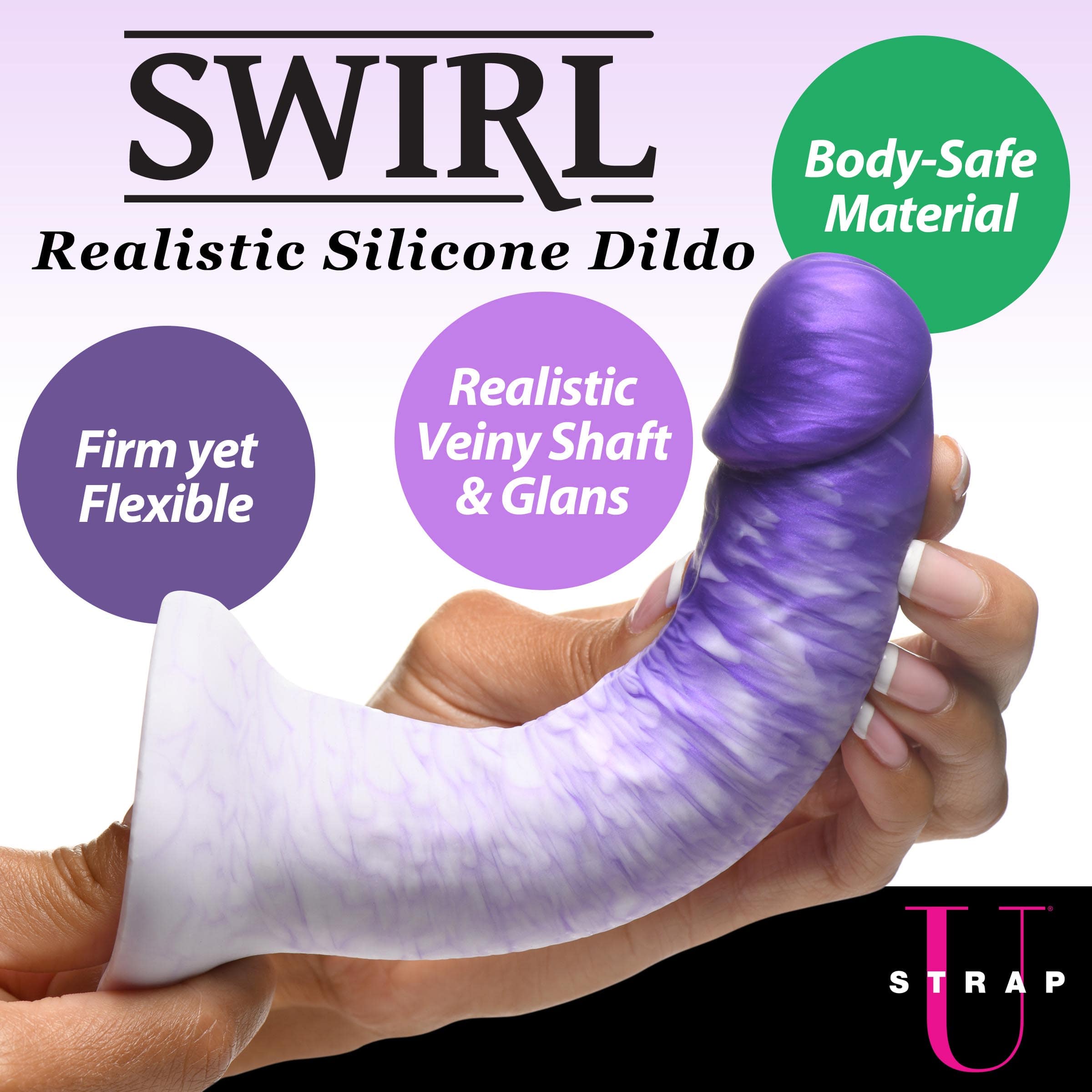 Swirl Realistic Silicone Dildo - Purple - Image 2