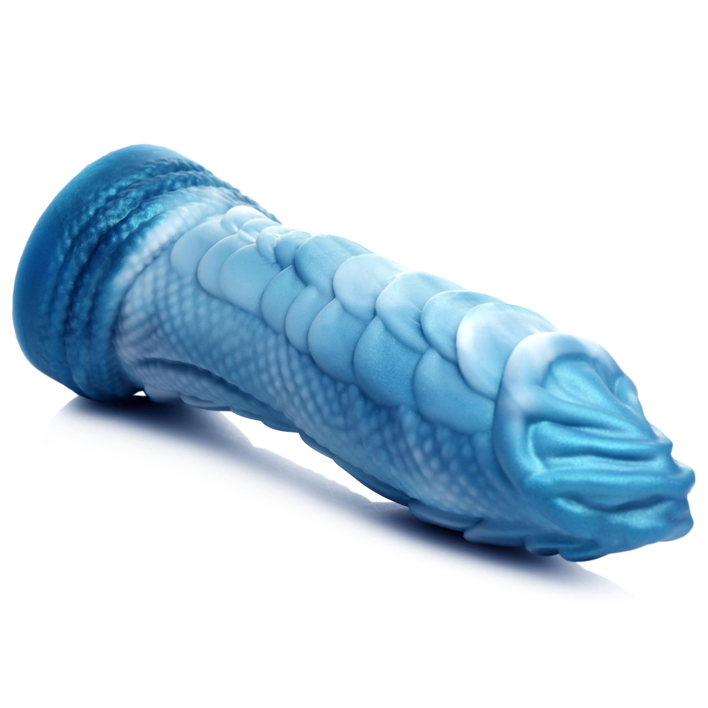 Sea Serpent Blue Scaly Silicone Dildo - Image 7