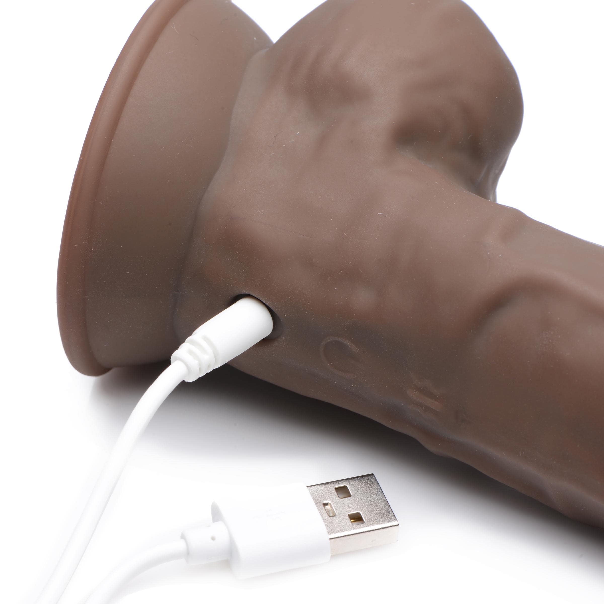 8 Inch Silexpan Hypoallergenic Silicone Vibrating Dildo - Dark - Image 5