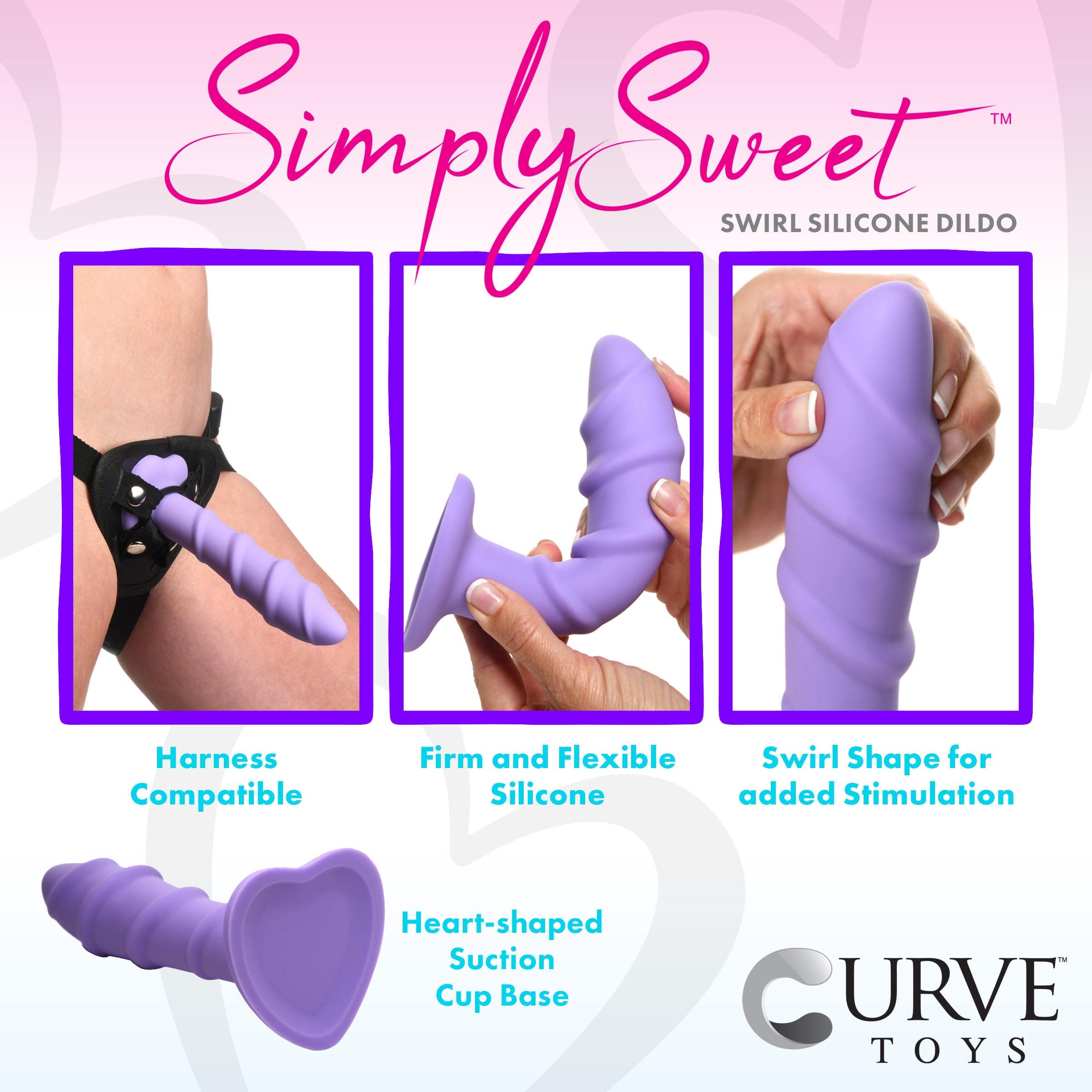Swirl Silicone Purple Dildo - Image 2