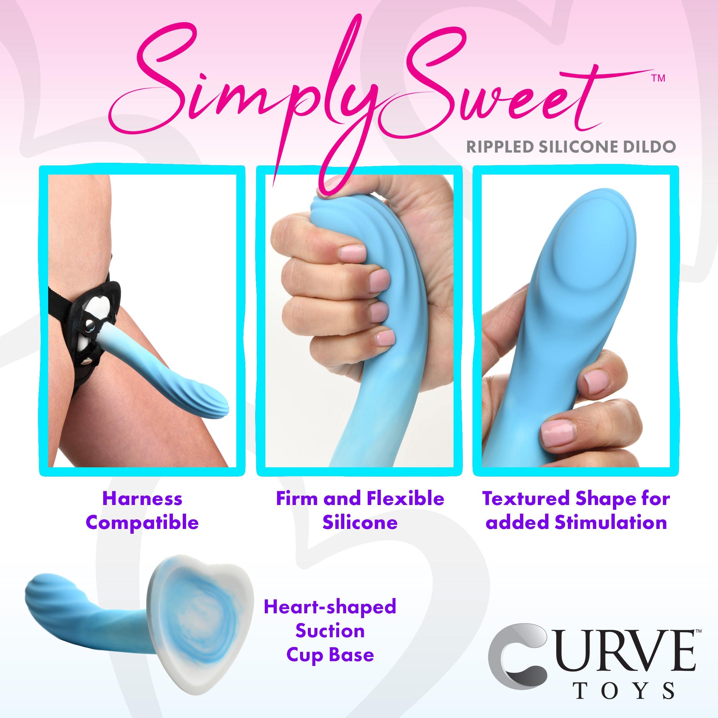 Rippled Silicone Blue and White Dildo - Image 2