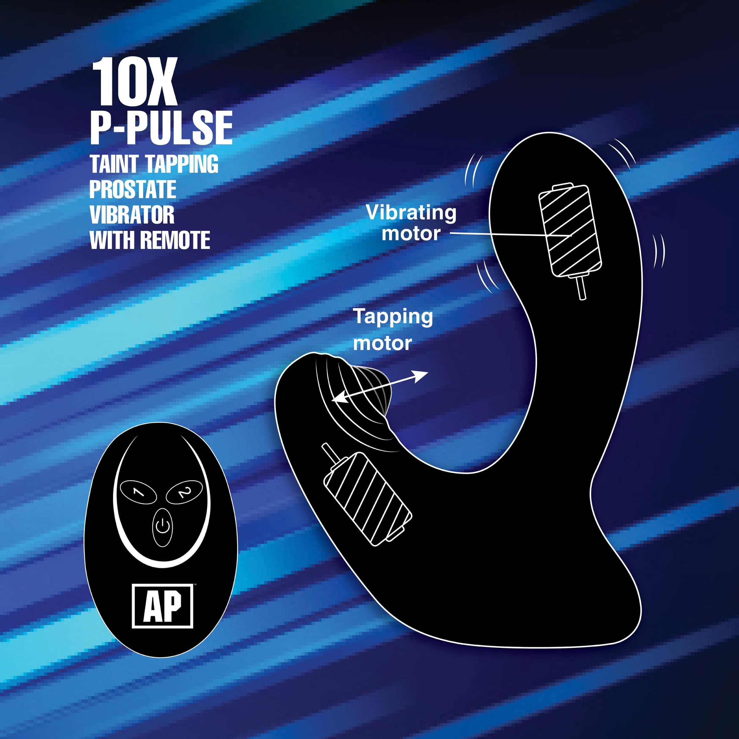 10X P-Pulse Taint Tapping Silicone Prostate Stimulator with Remote - Image 2