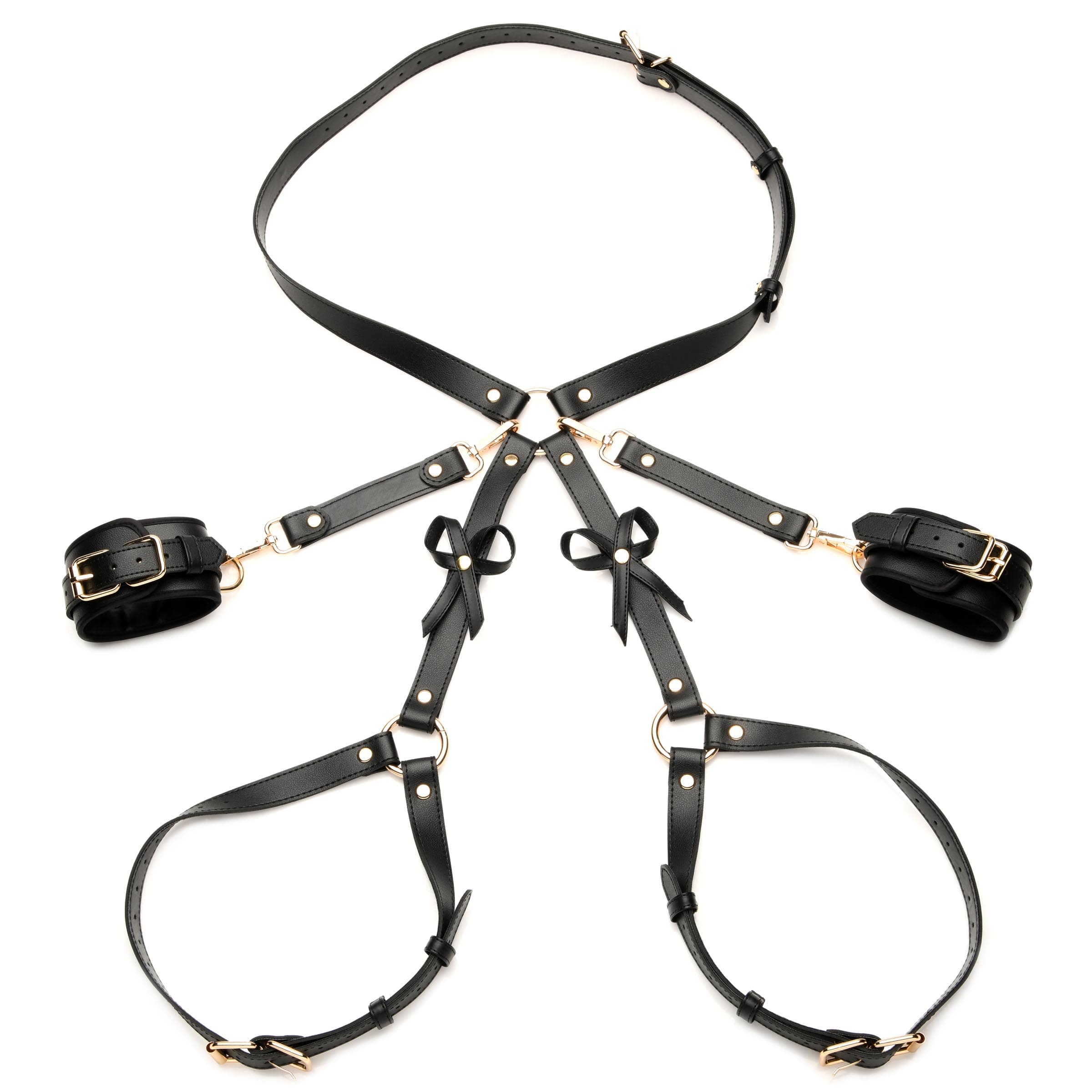 Black Bondage Thigh Harness with Bows - M/L - Image 5