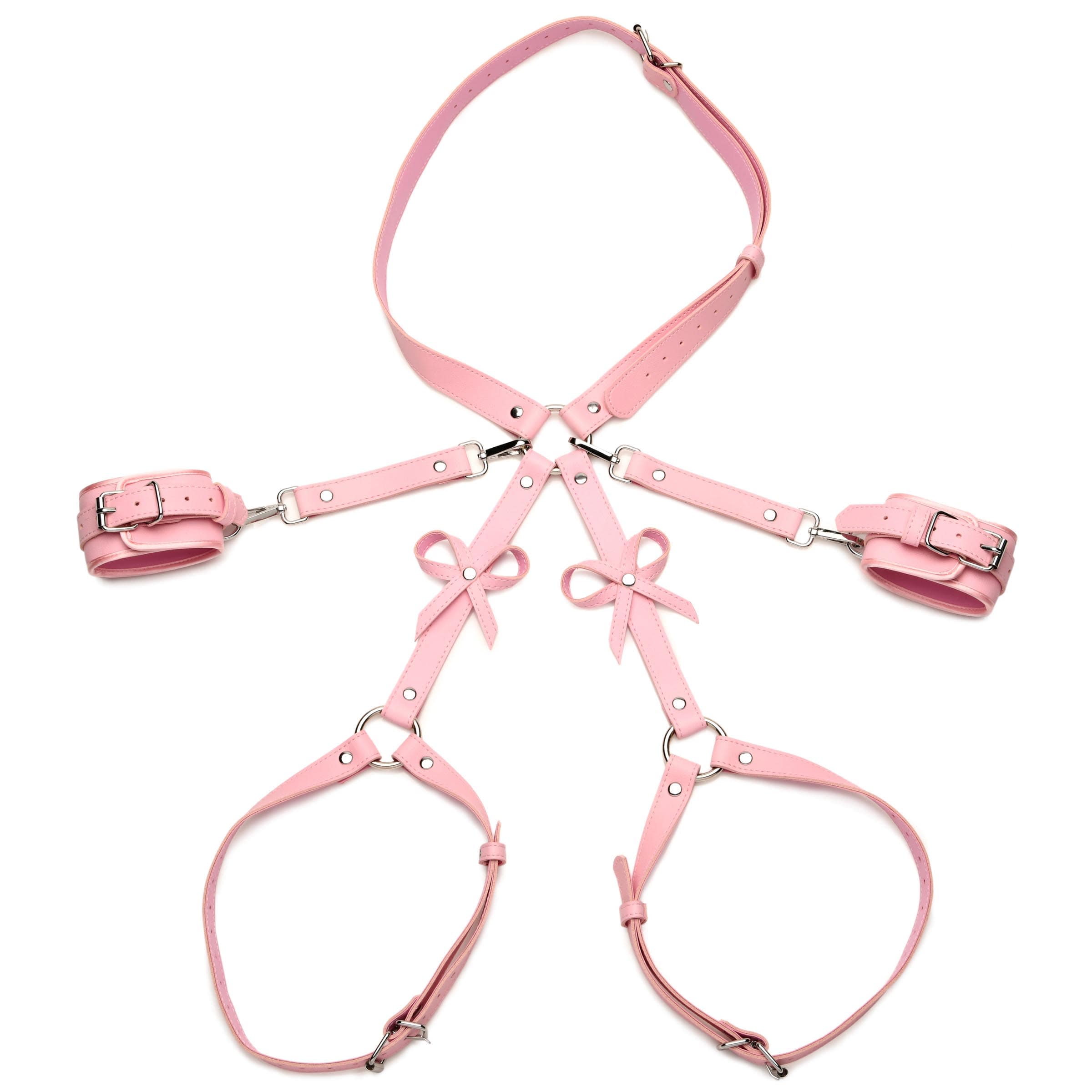 Pink Bondage Thigh Harness with Bows - XL/2XL - Image 6